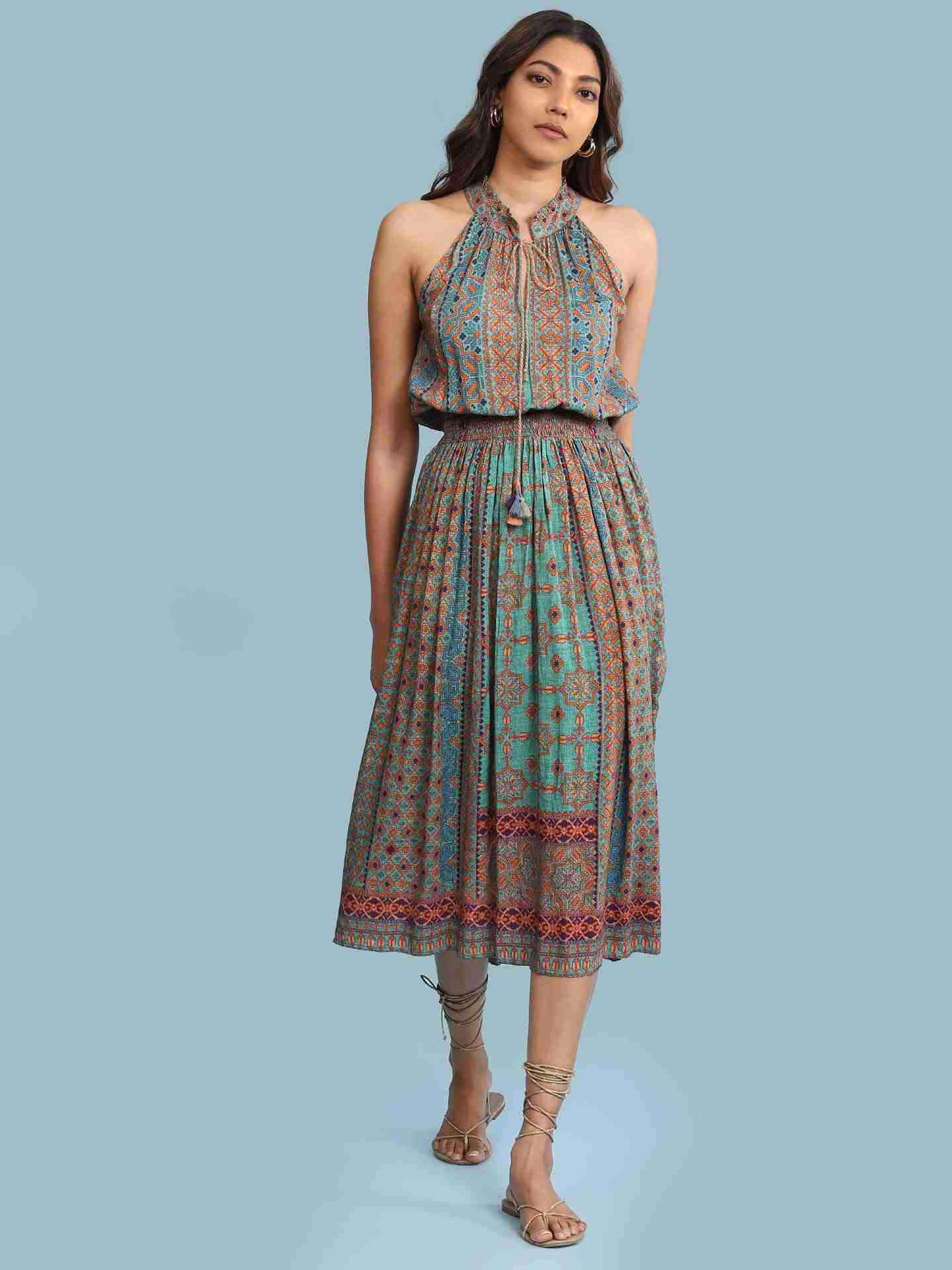 Green Ramosa Long Dress