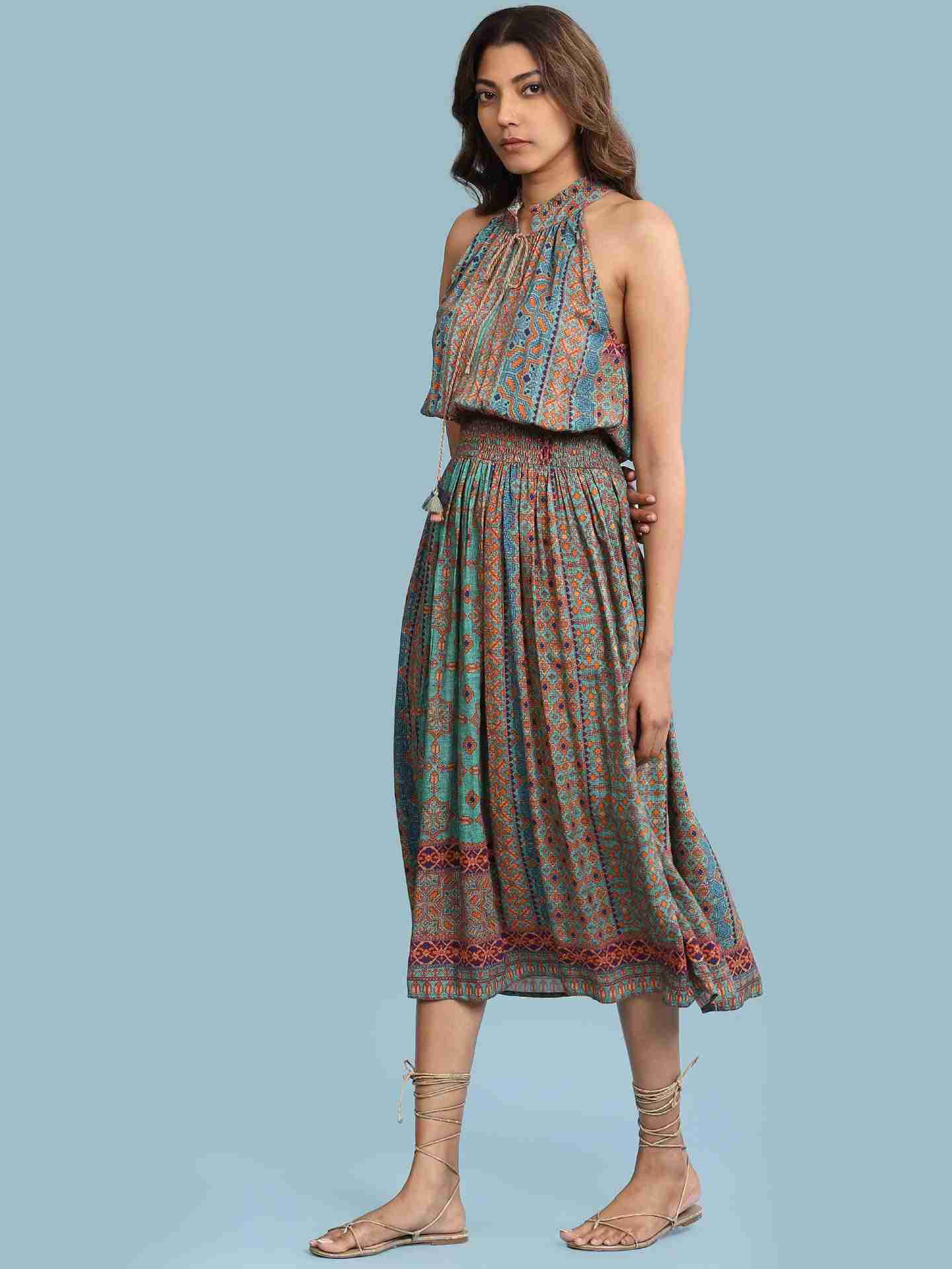 Green Ramosa Long Dress