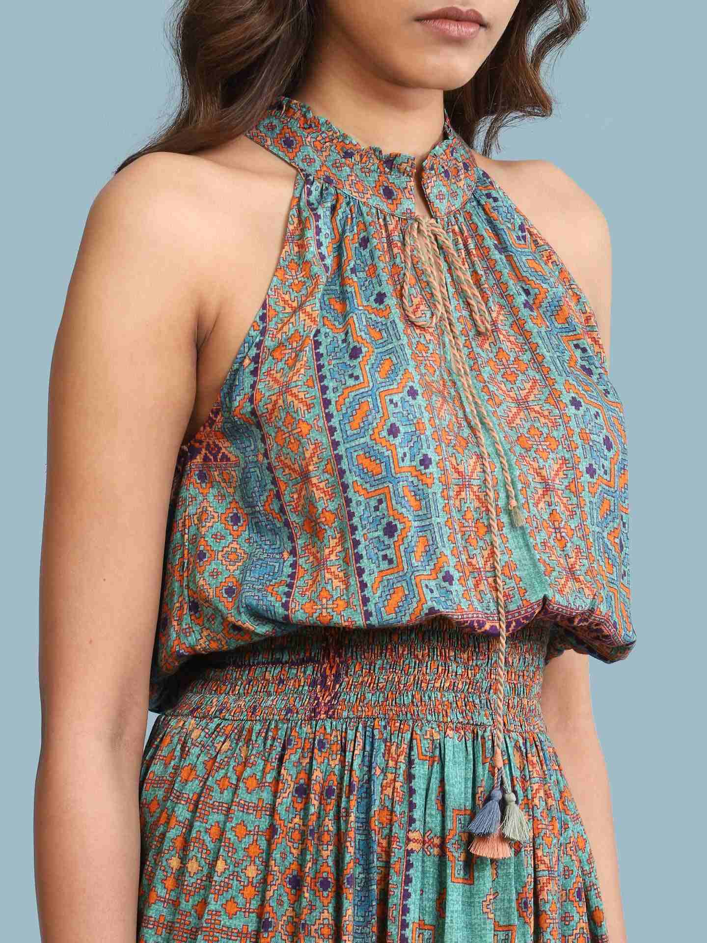 Green Ramosa Long Dress