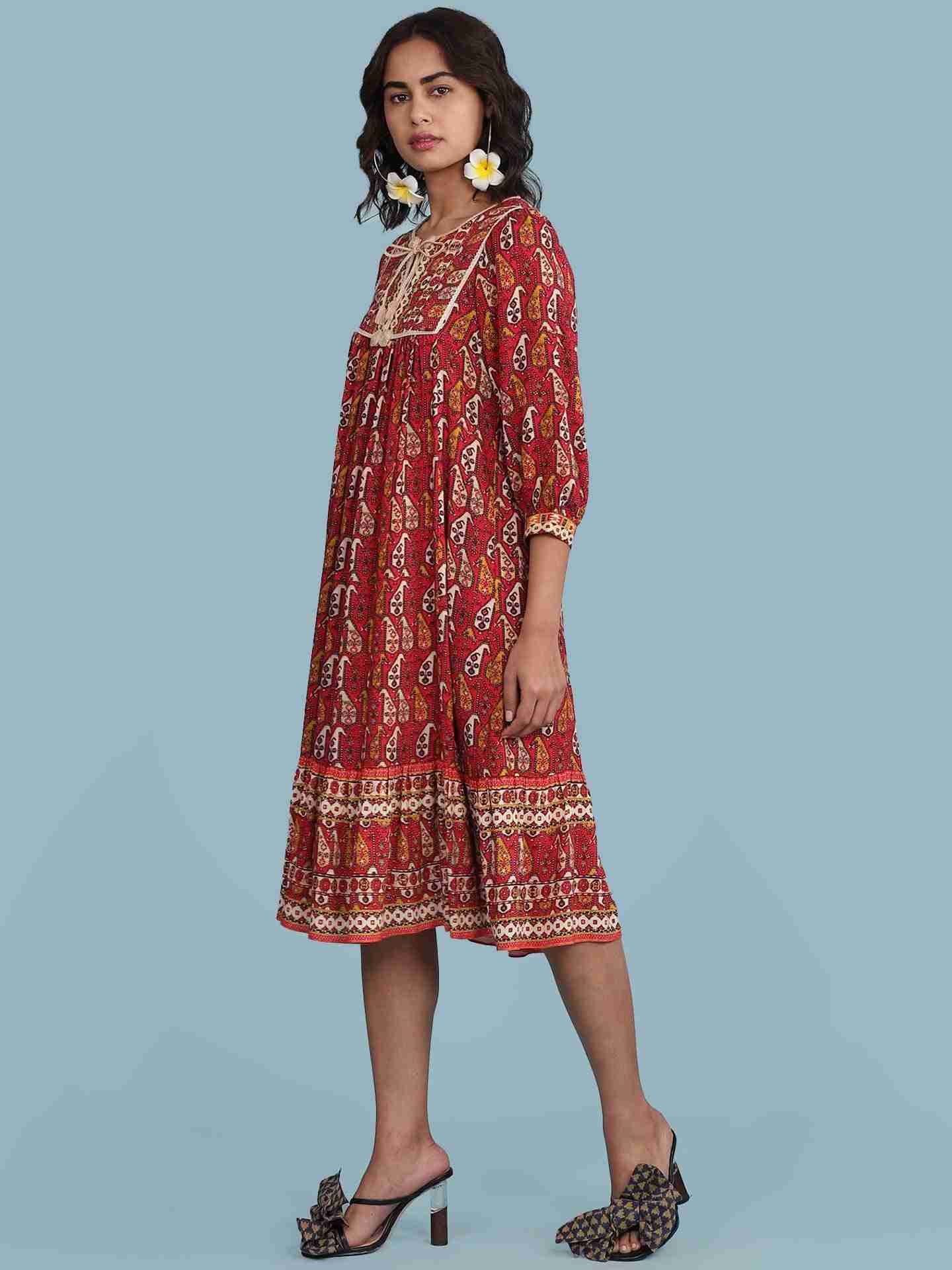 Red Kaveri Short Dress