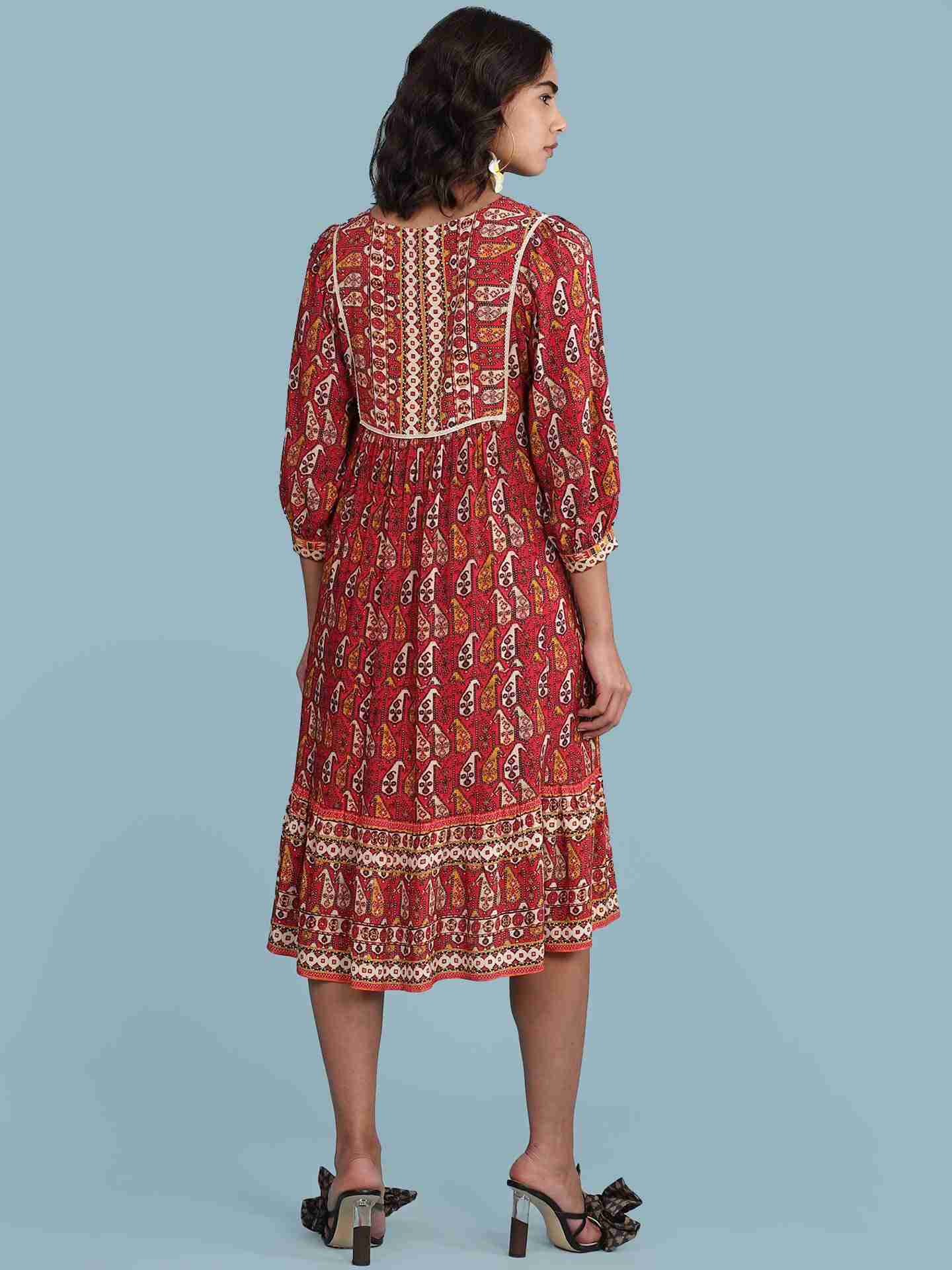 Red Kaveri Short Dress