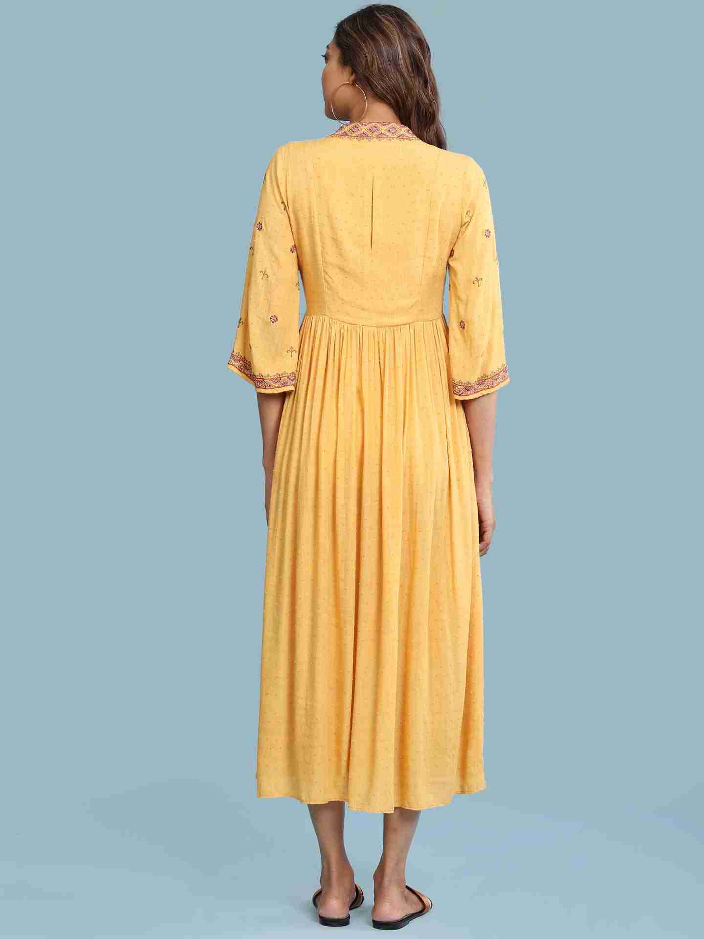 Yellow Kalki Solid Long Dress