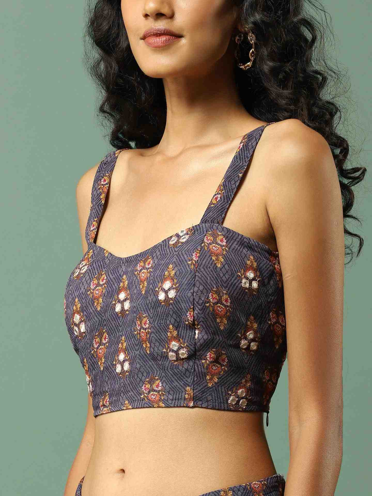 Navy Aabha Pre-Draped Saree