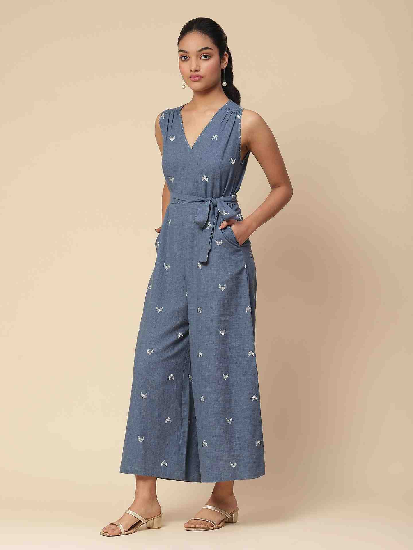 Blue Ramani Yarn-Dyed Jumpsuit