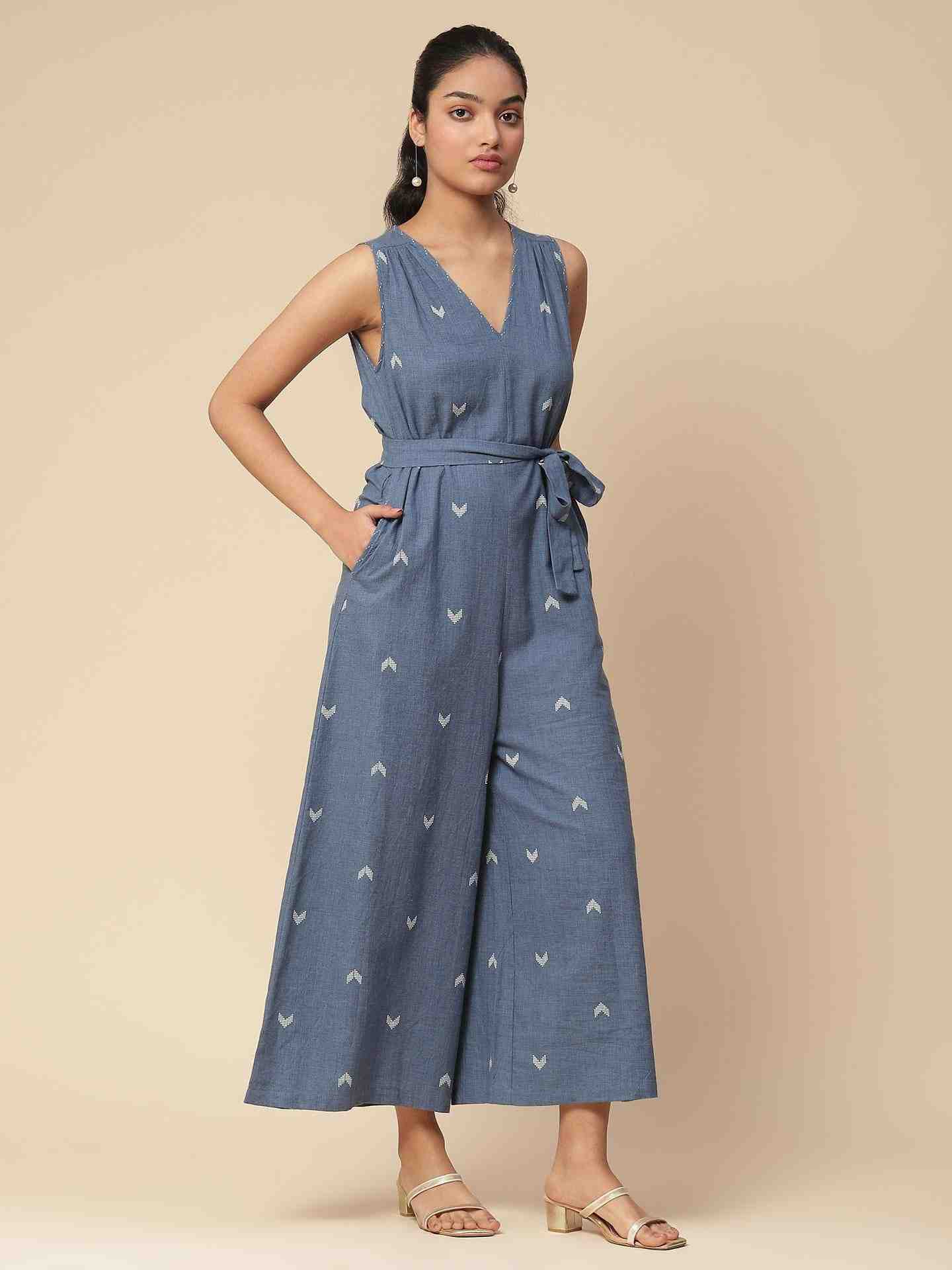 Blue Ramani Yarn-Dyed Jumpsuit