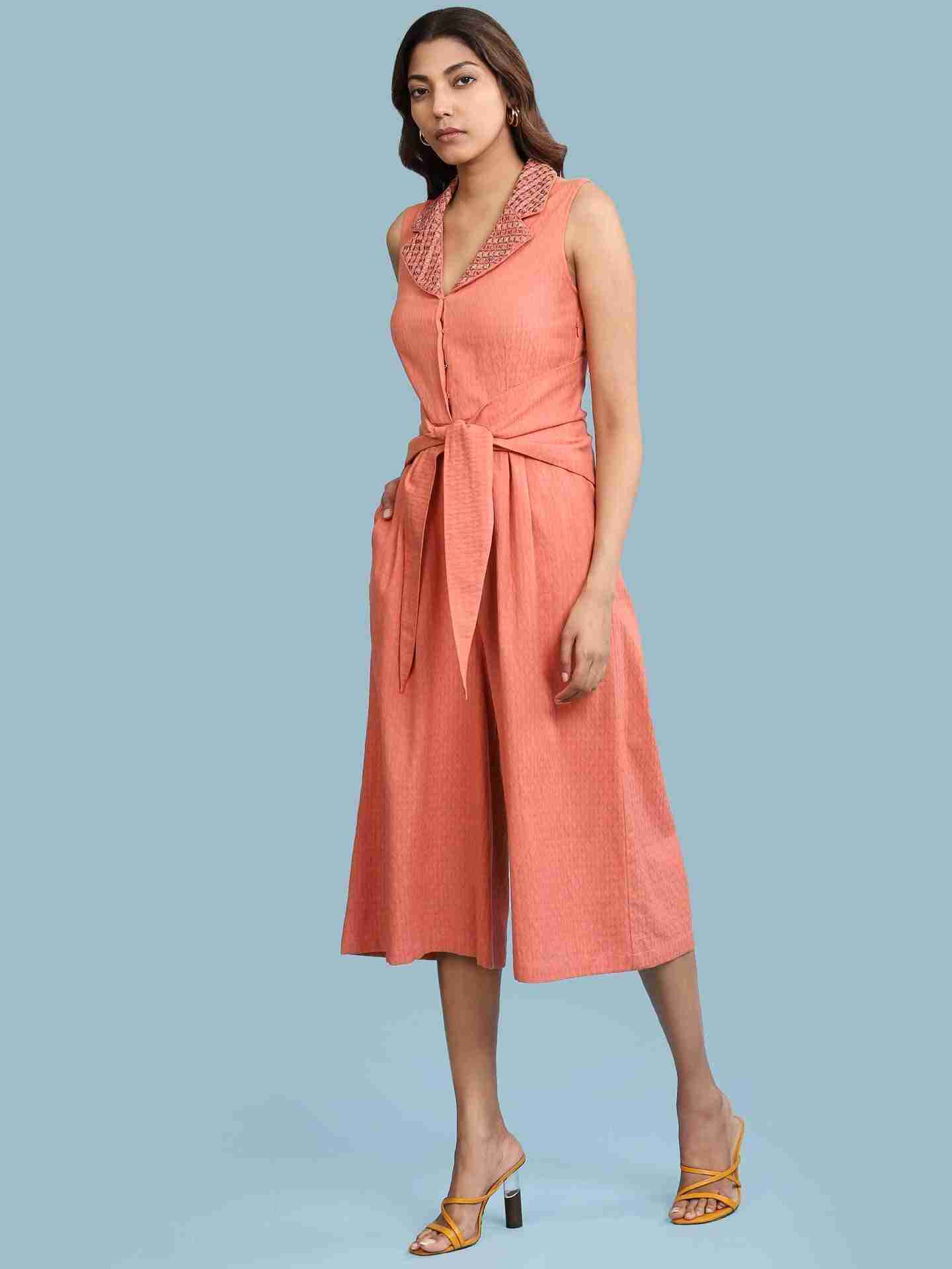 Peach Tashi Solid Jumpsuit
