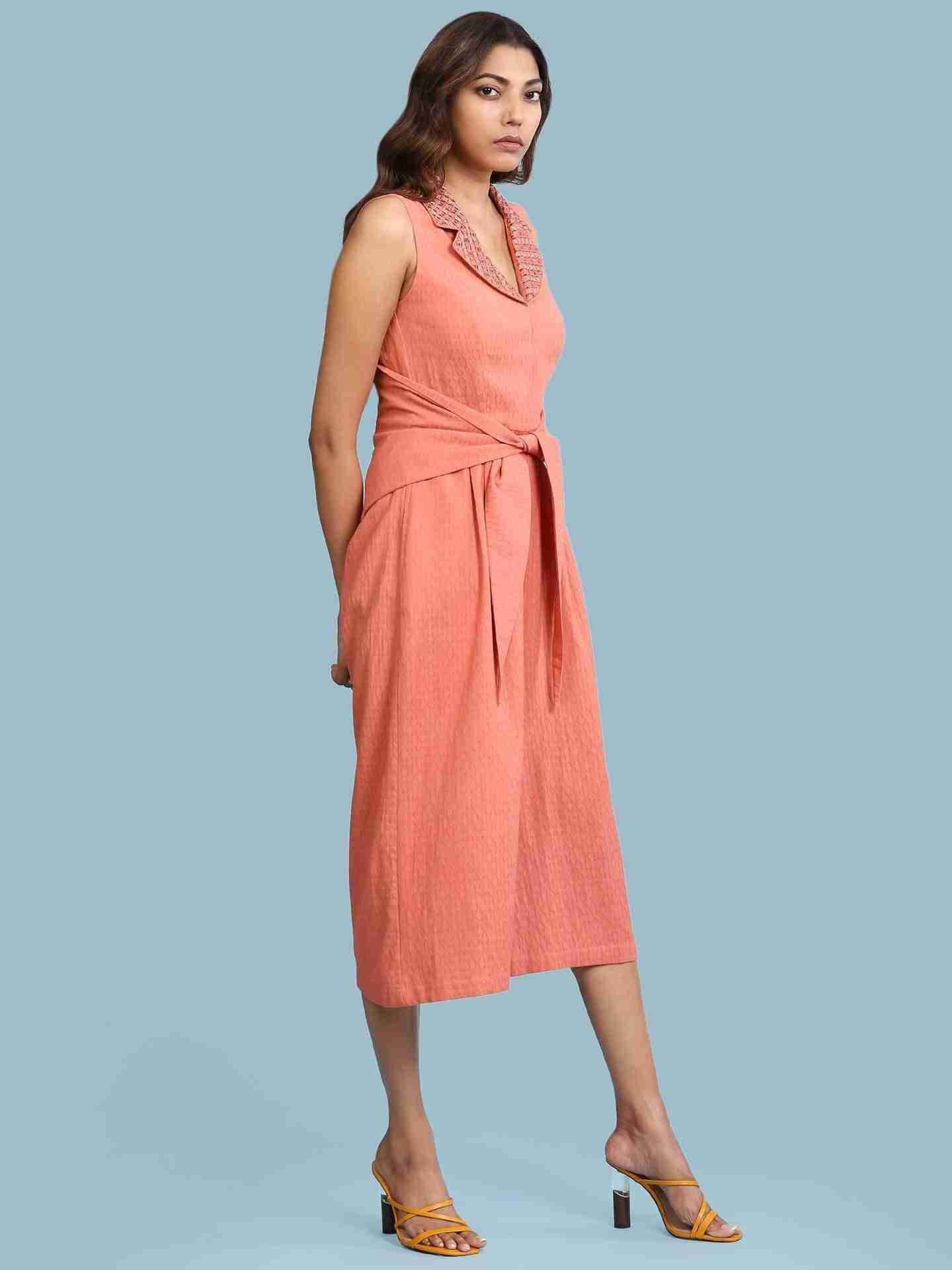 Peach Tashi Solid Jumpsuit