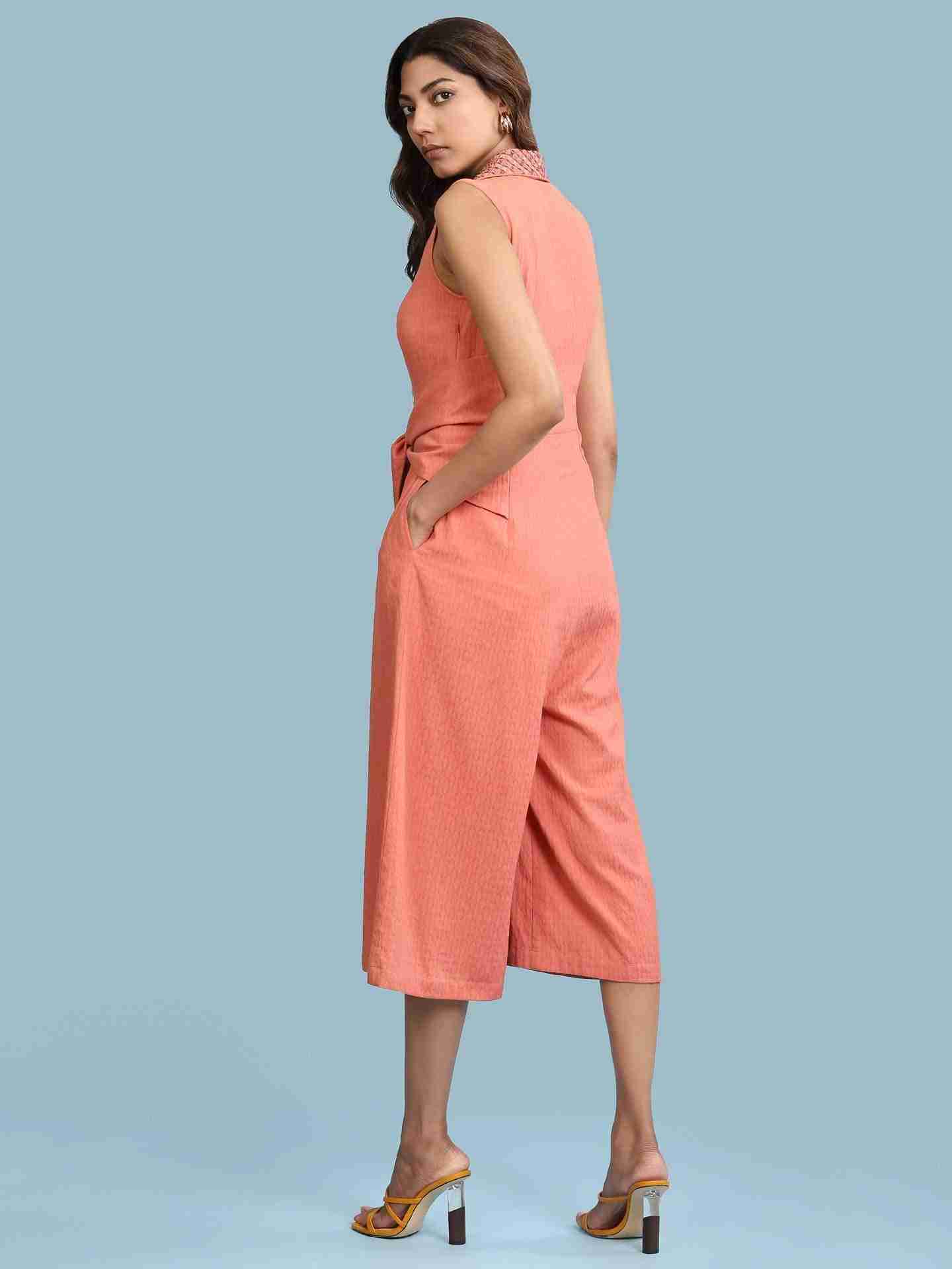 Peach Tashi Solid Jumpsuit