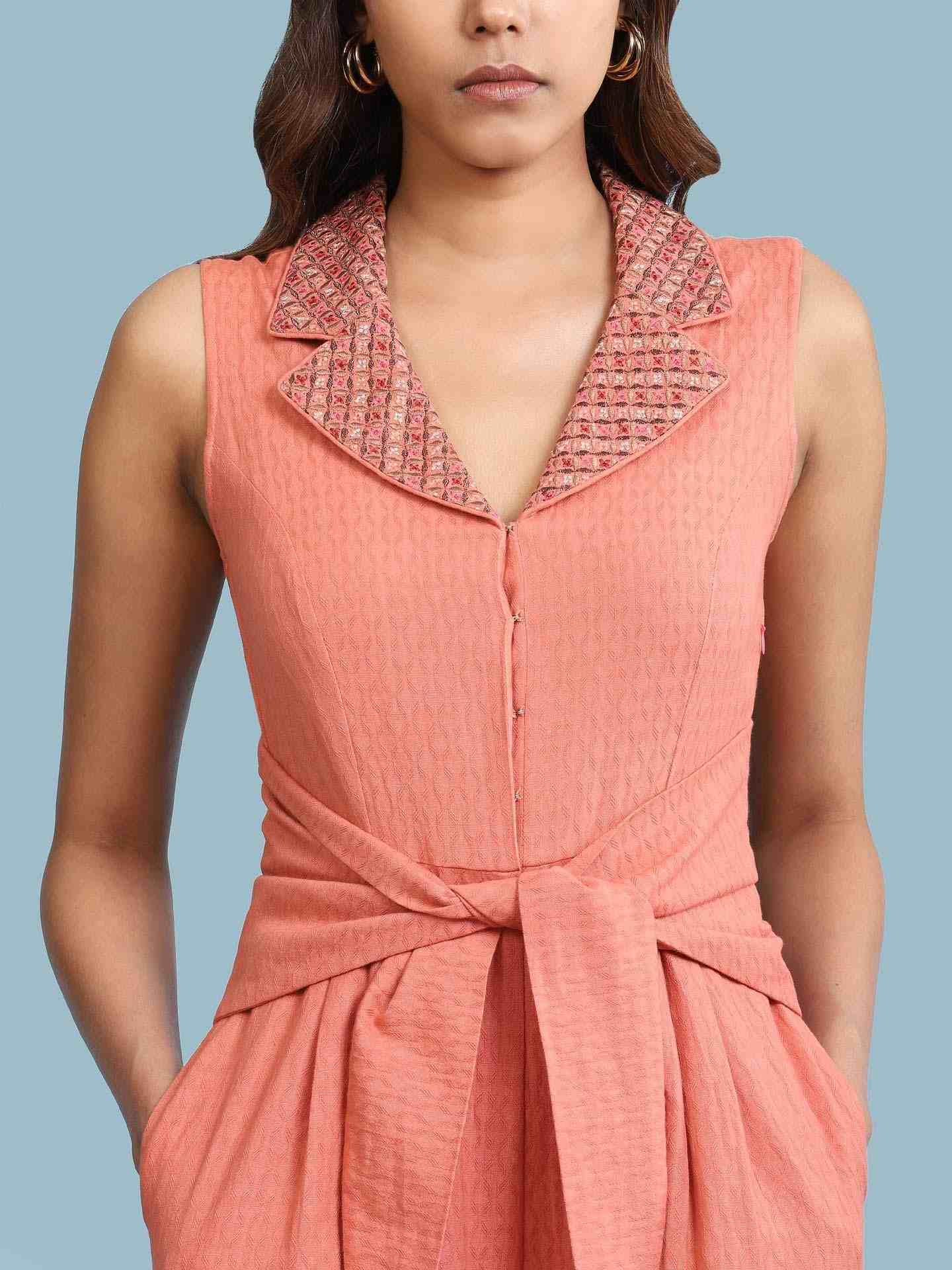 Peach Tashi Solid Jumpsuit