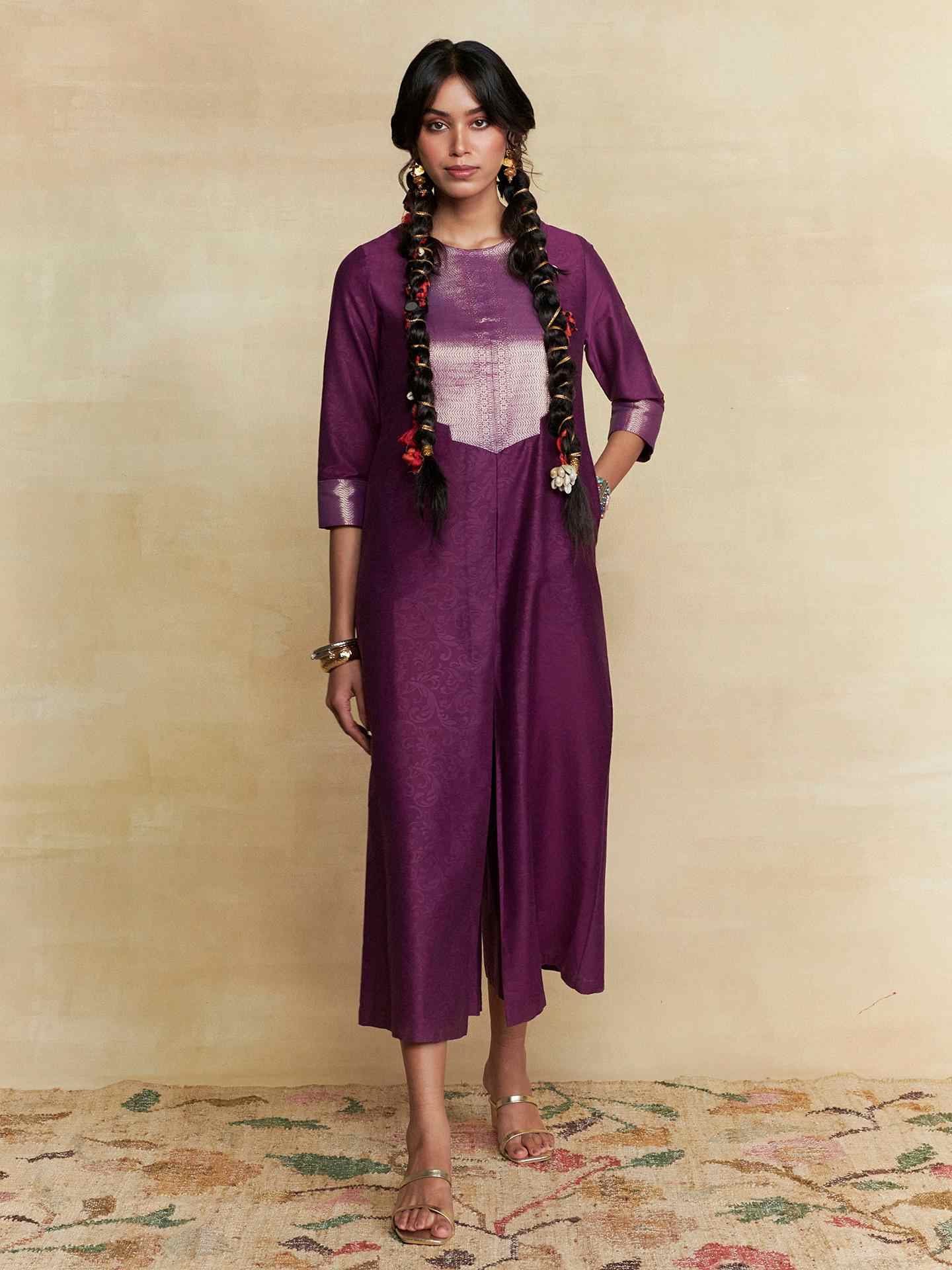 Wine Humayra Solid Jumpsuit