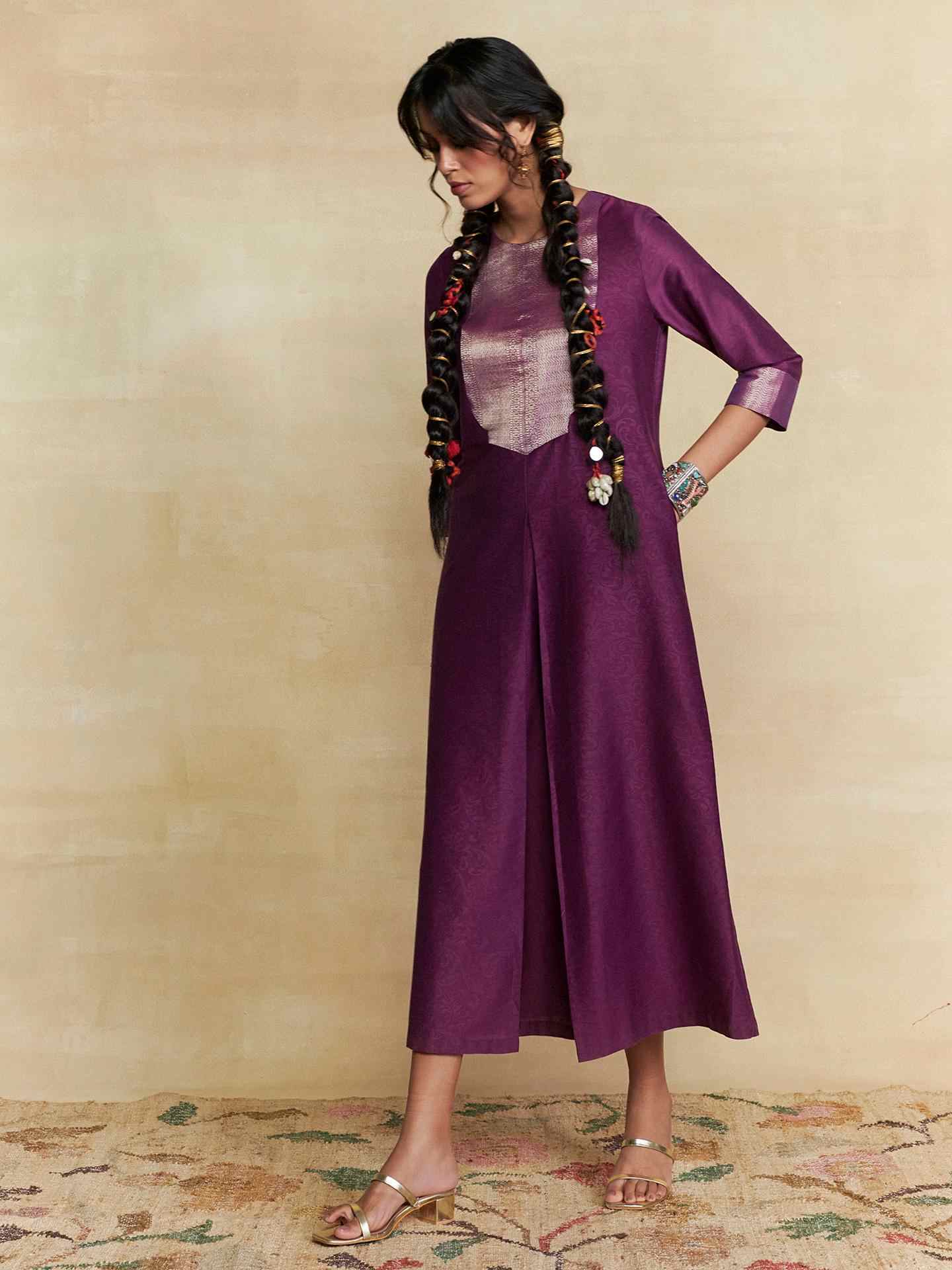 Wine Humayra Solid Jumpsuit
