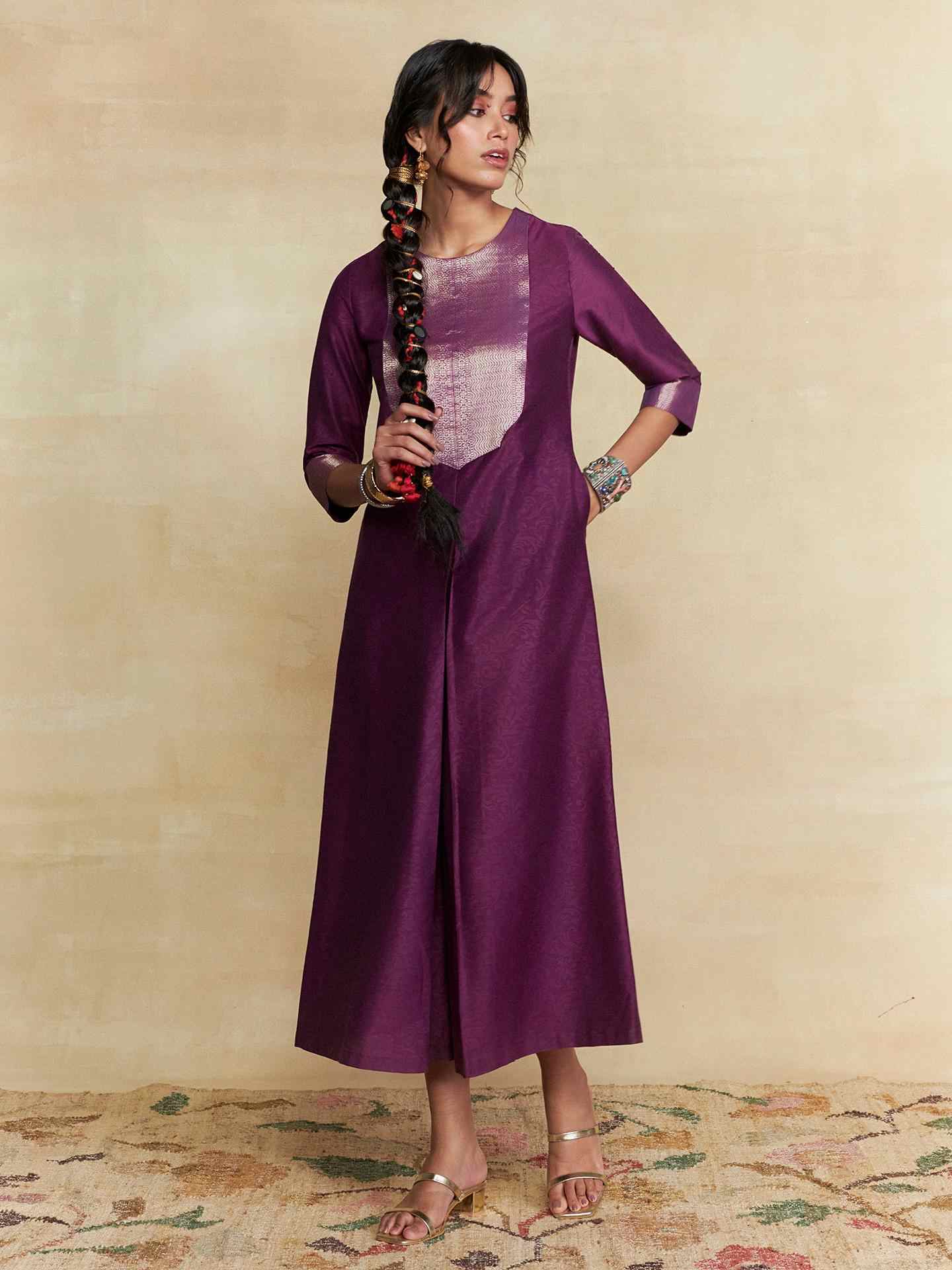 Wine Humayra Solid Jumpsuit