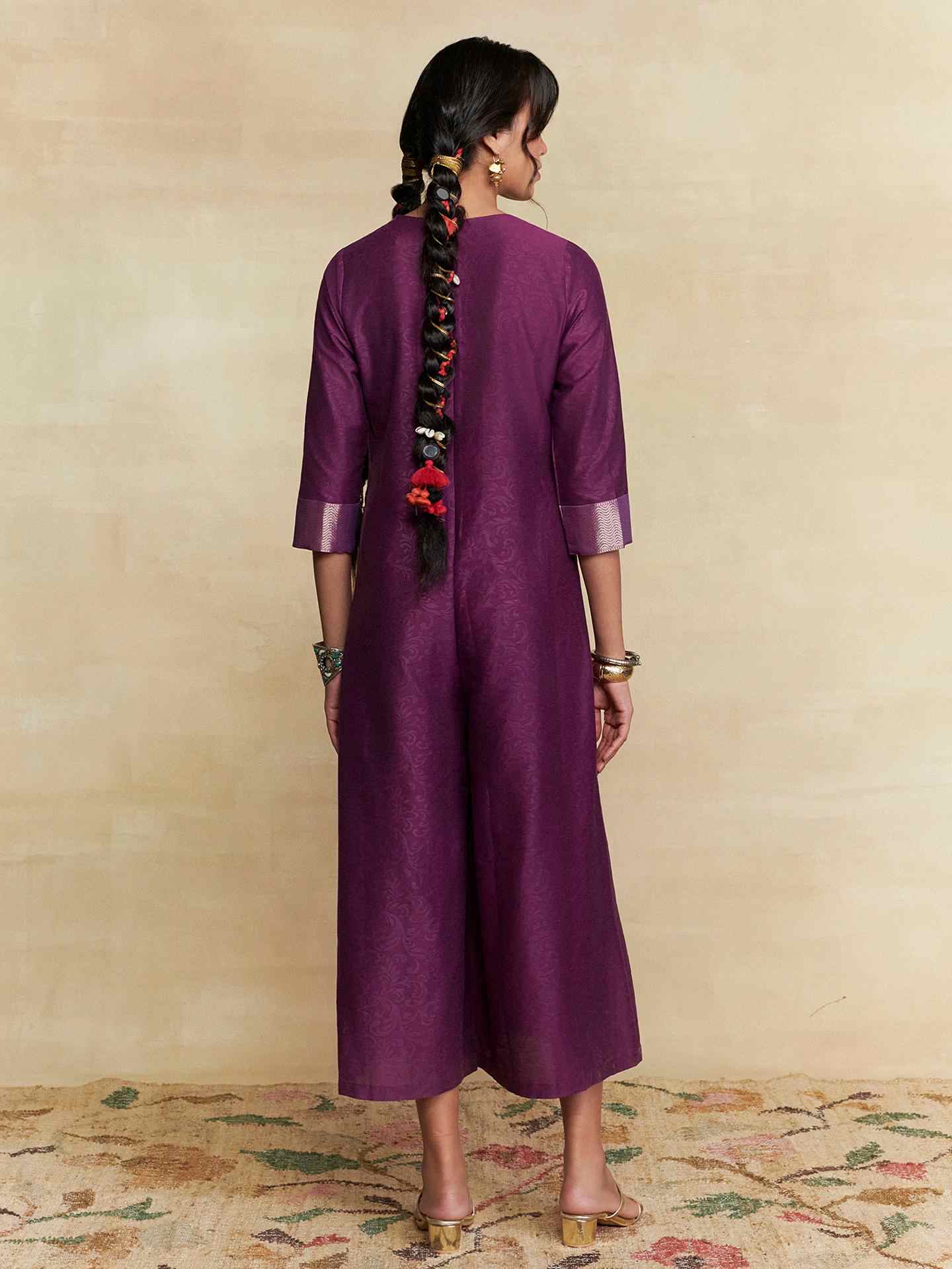 Wine Humayra Solid Jumpsuit