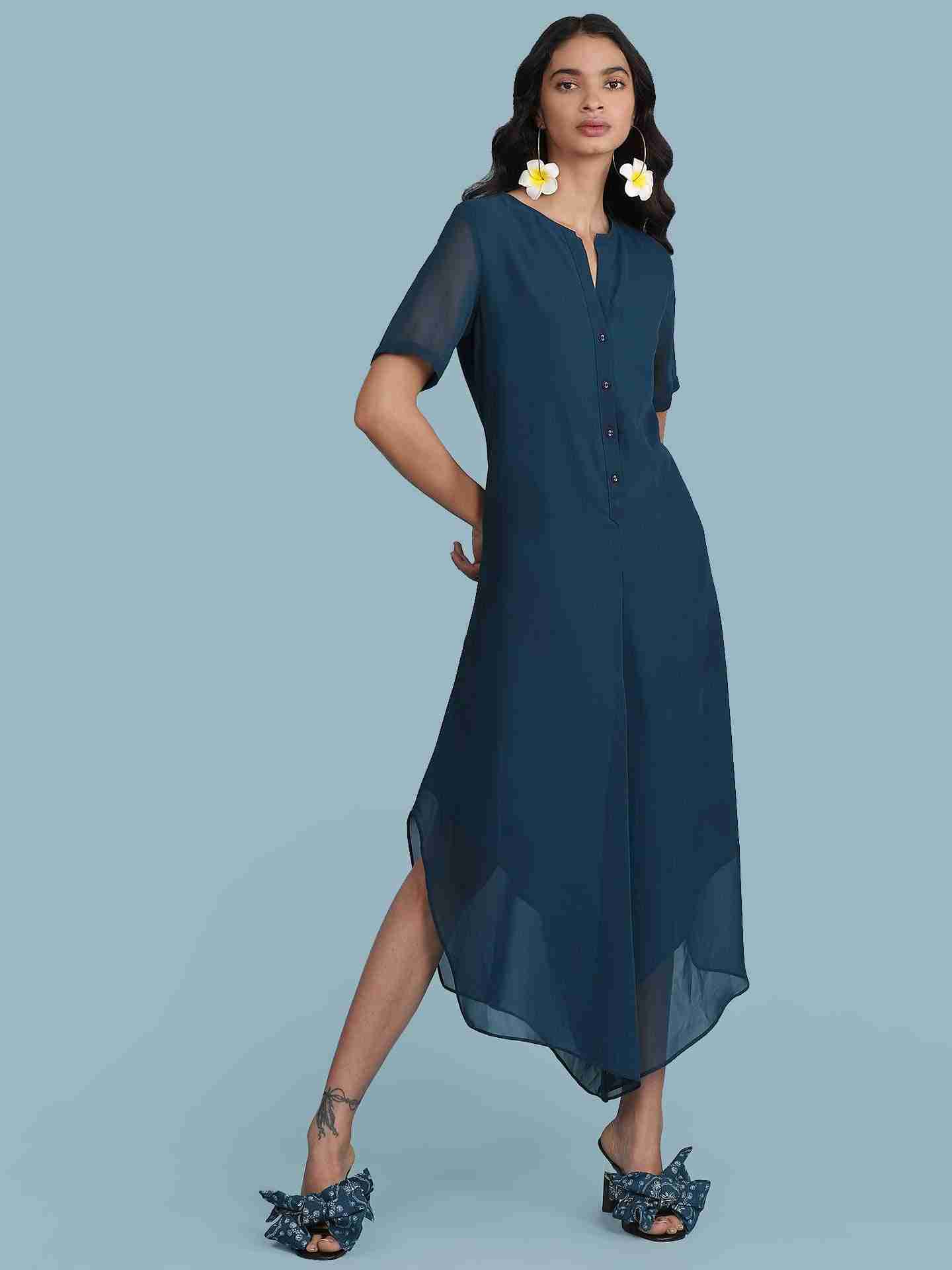 Navy Ain Solid Jumpsuit
