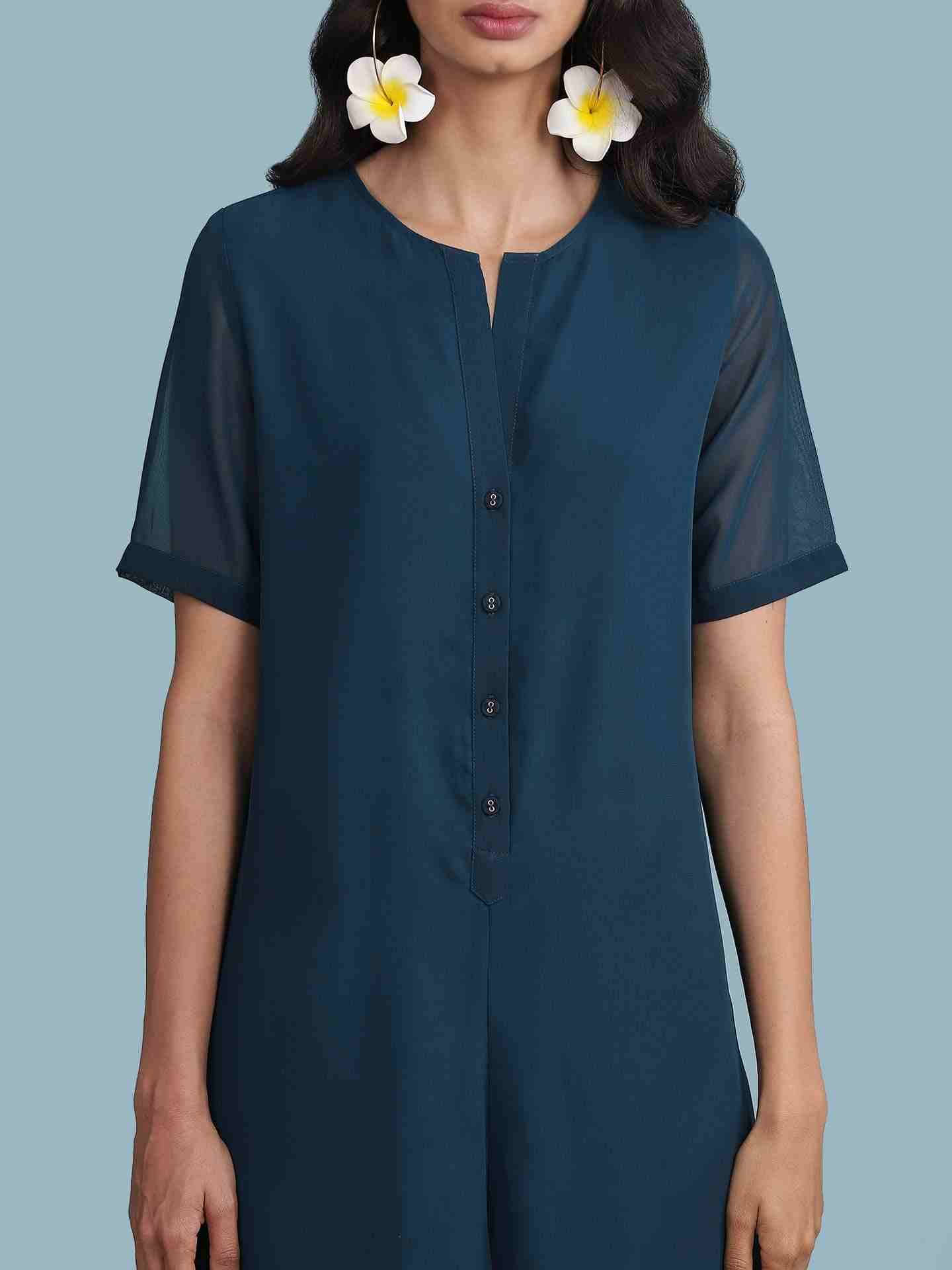 Navy Ain Solid Jumpsuit