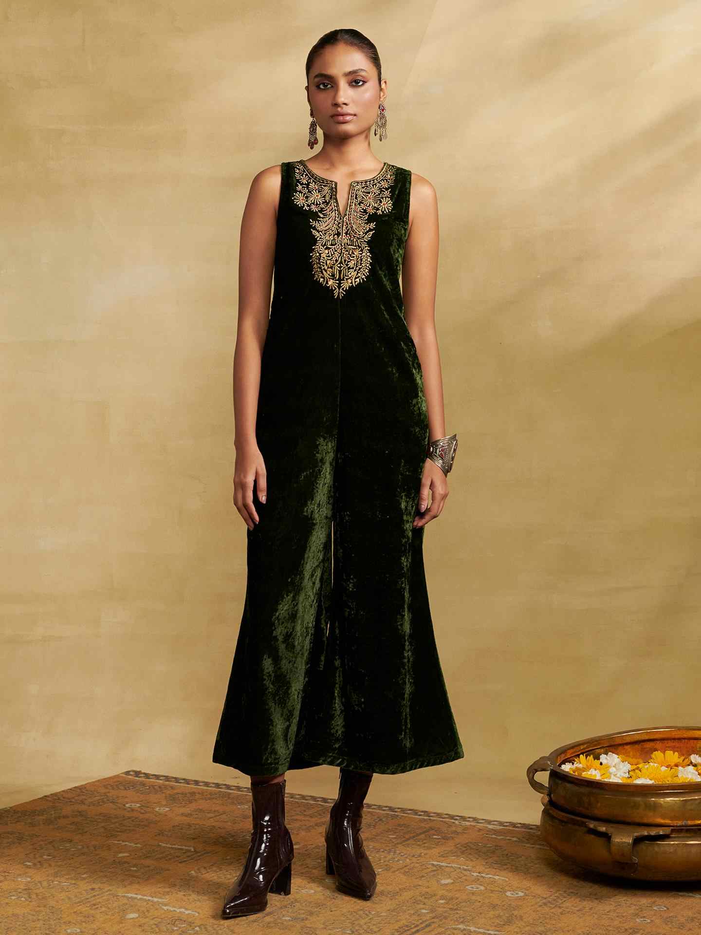 Bottle Green Nazara Festive Jumpsuit