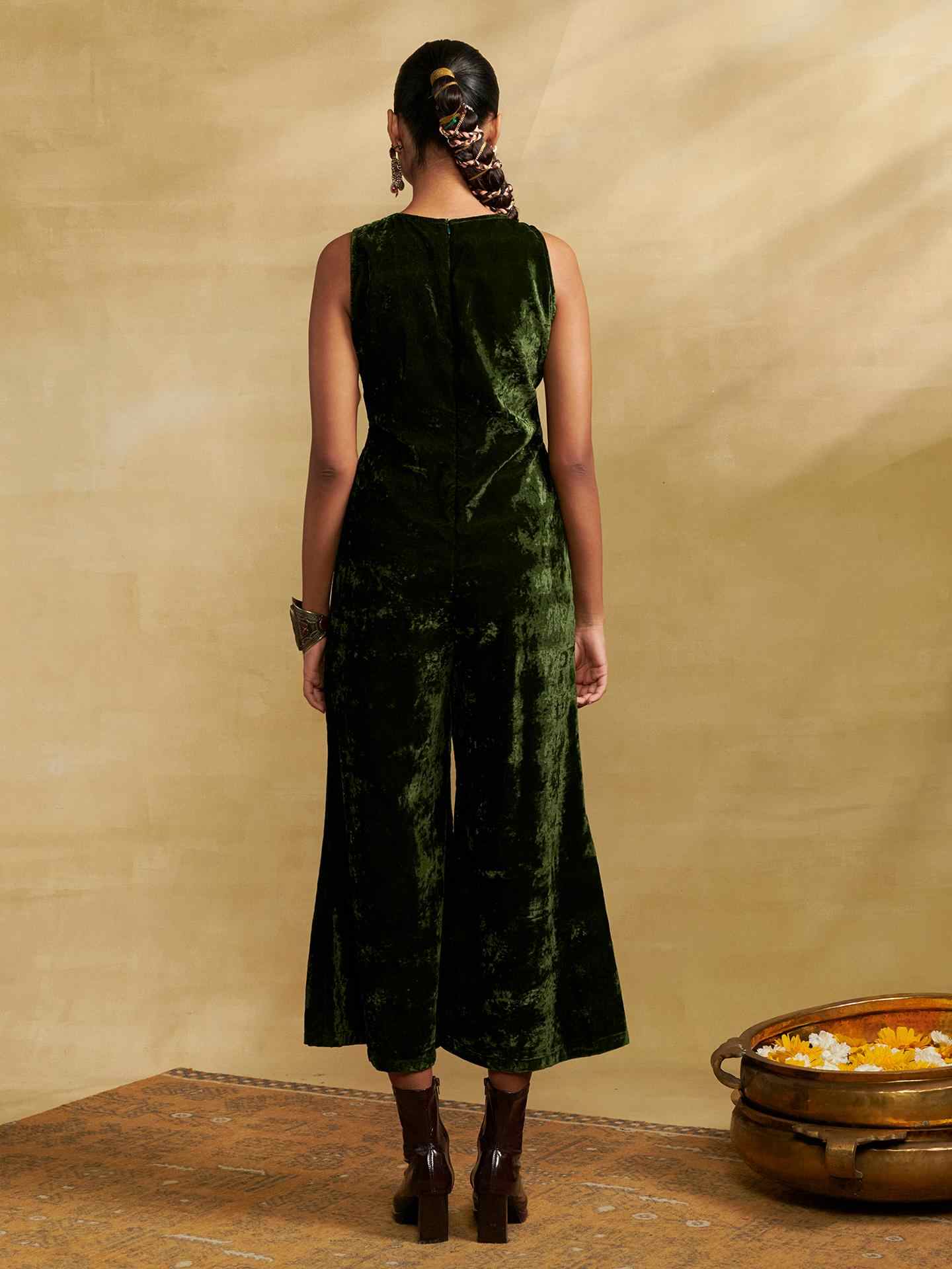 Bottle Green Nazara Festive Jumpsuit