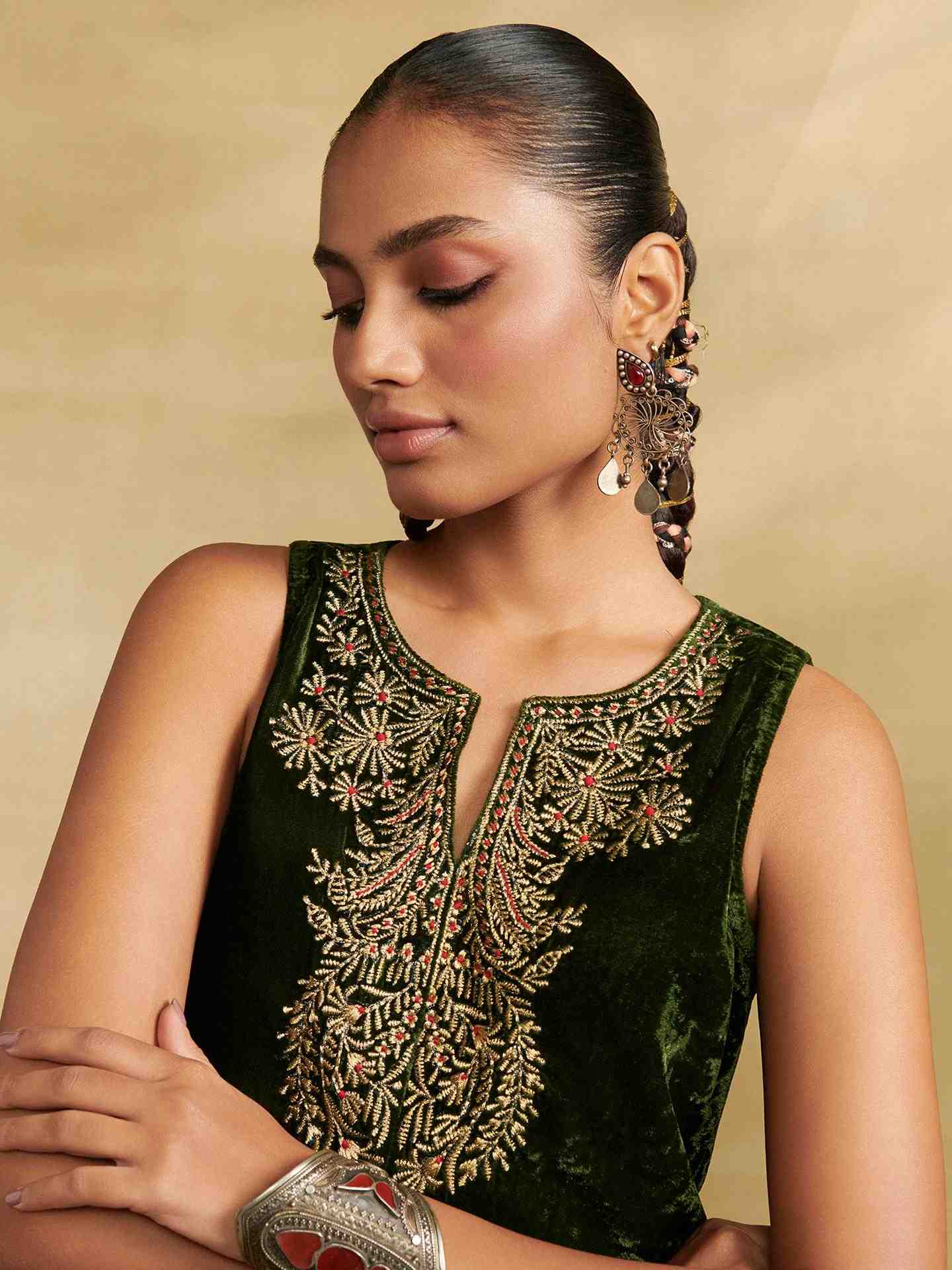 Bottle Green Nazara Festive Jumpsuit