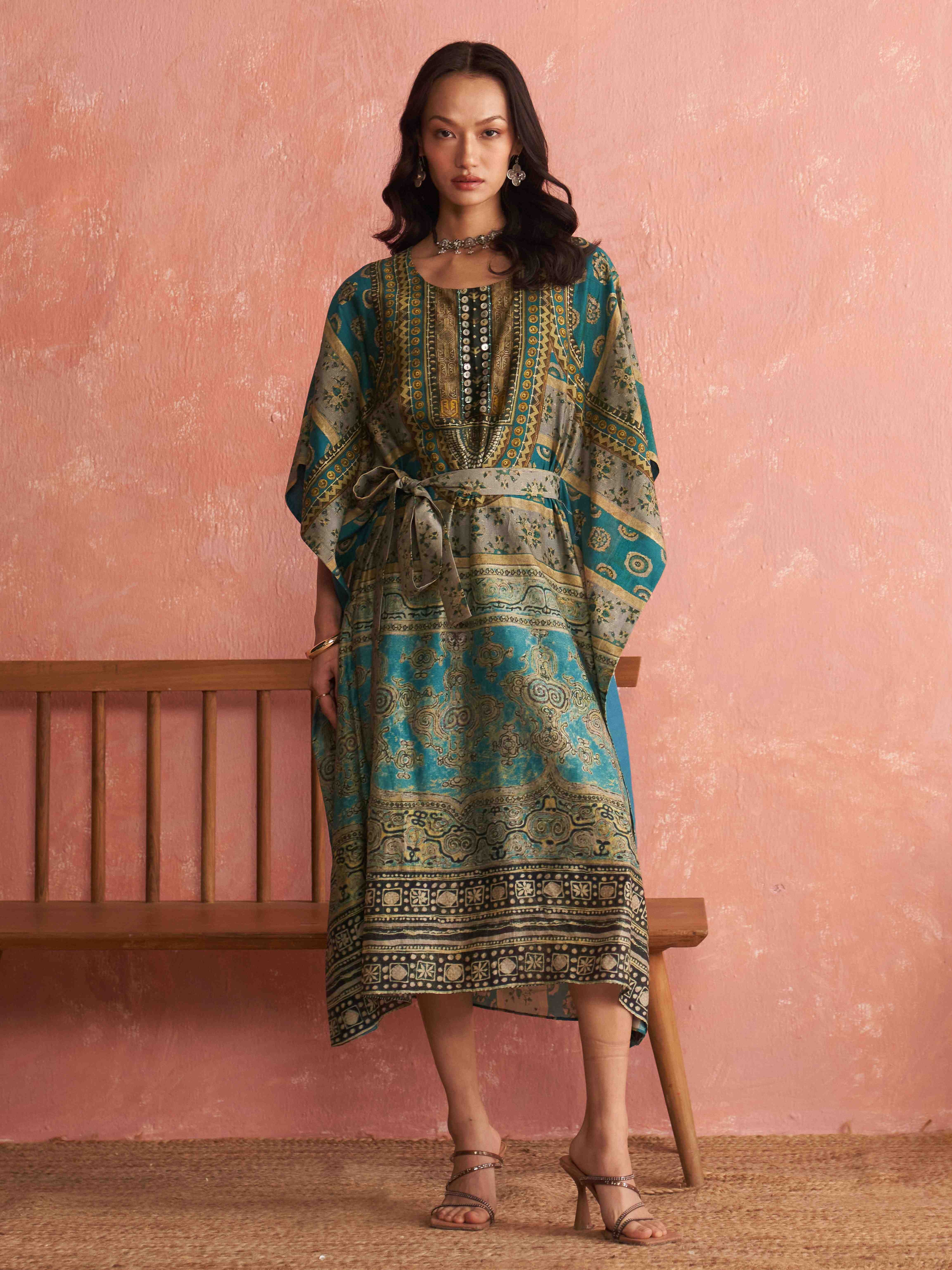 Turquoise Sarika Kaftan