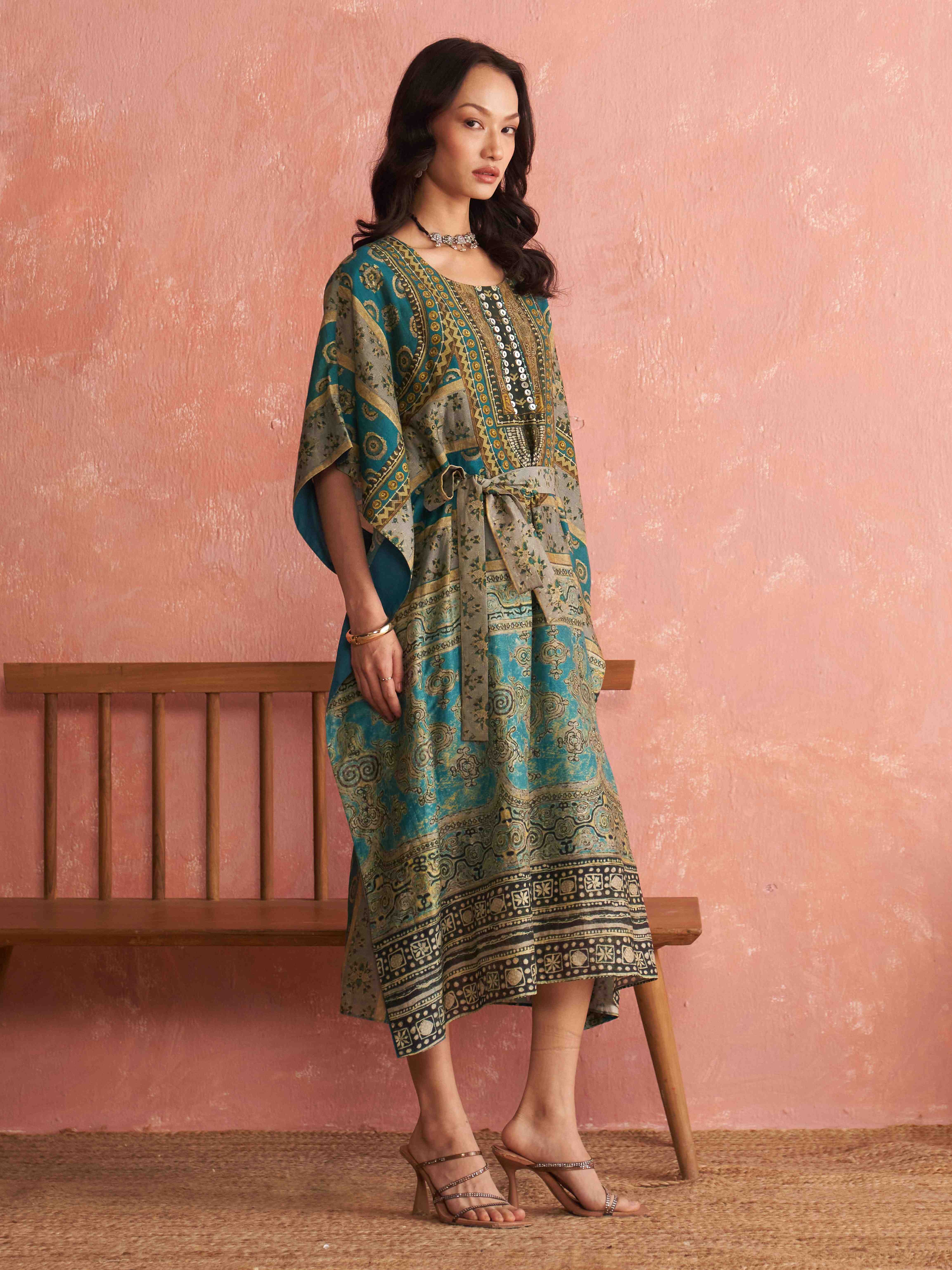 Turquoise Sarika Kaftan