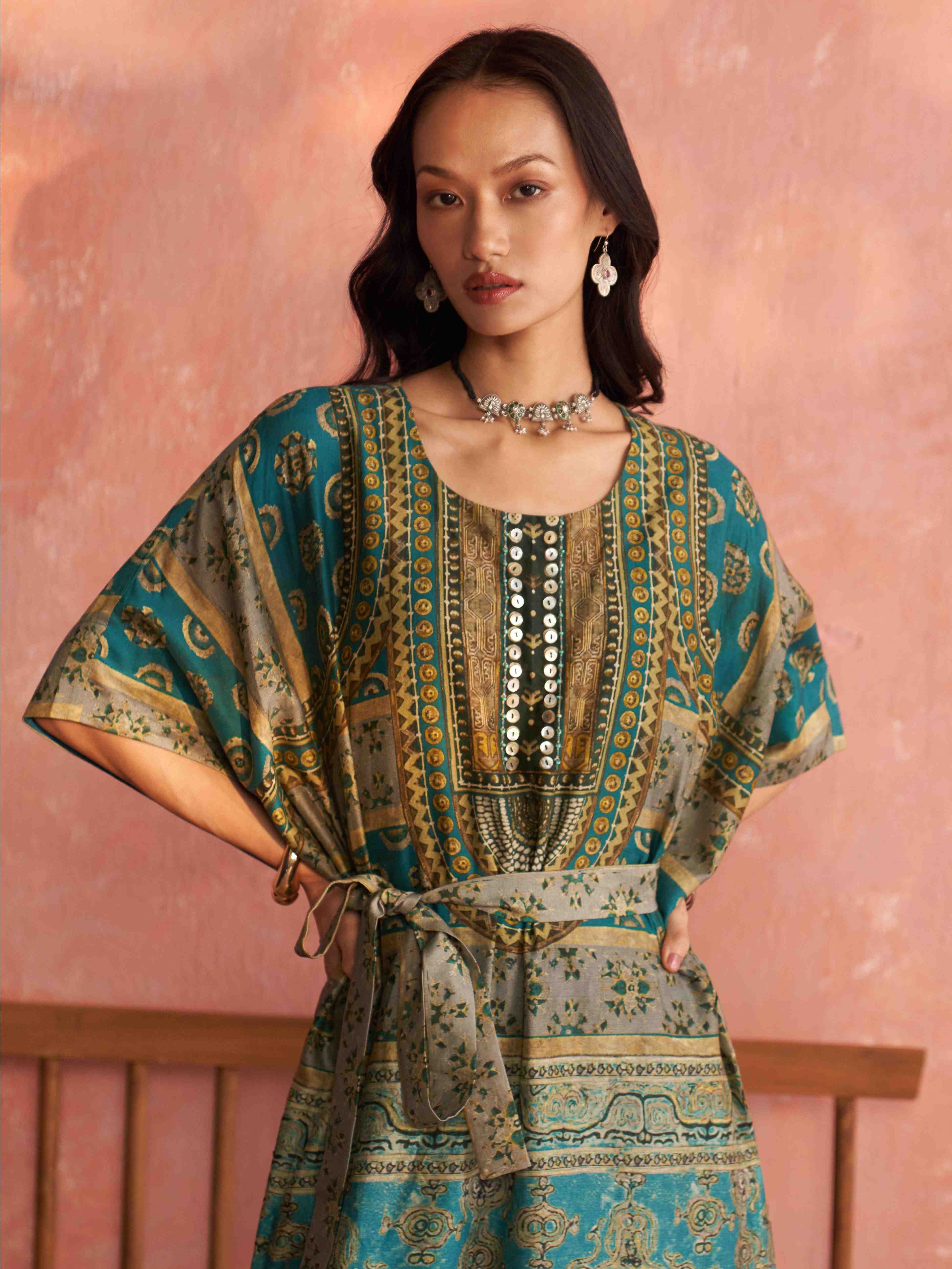 Turquoise Sarika Kaftan