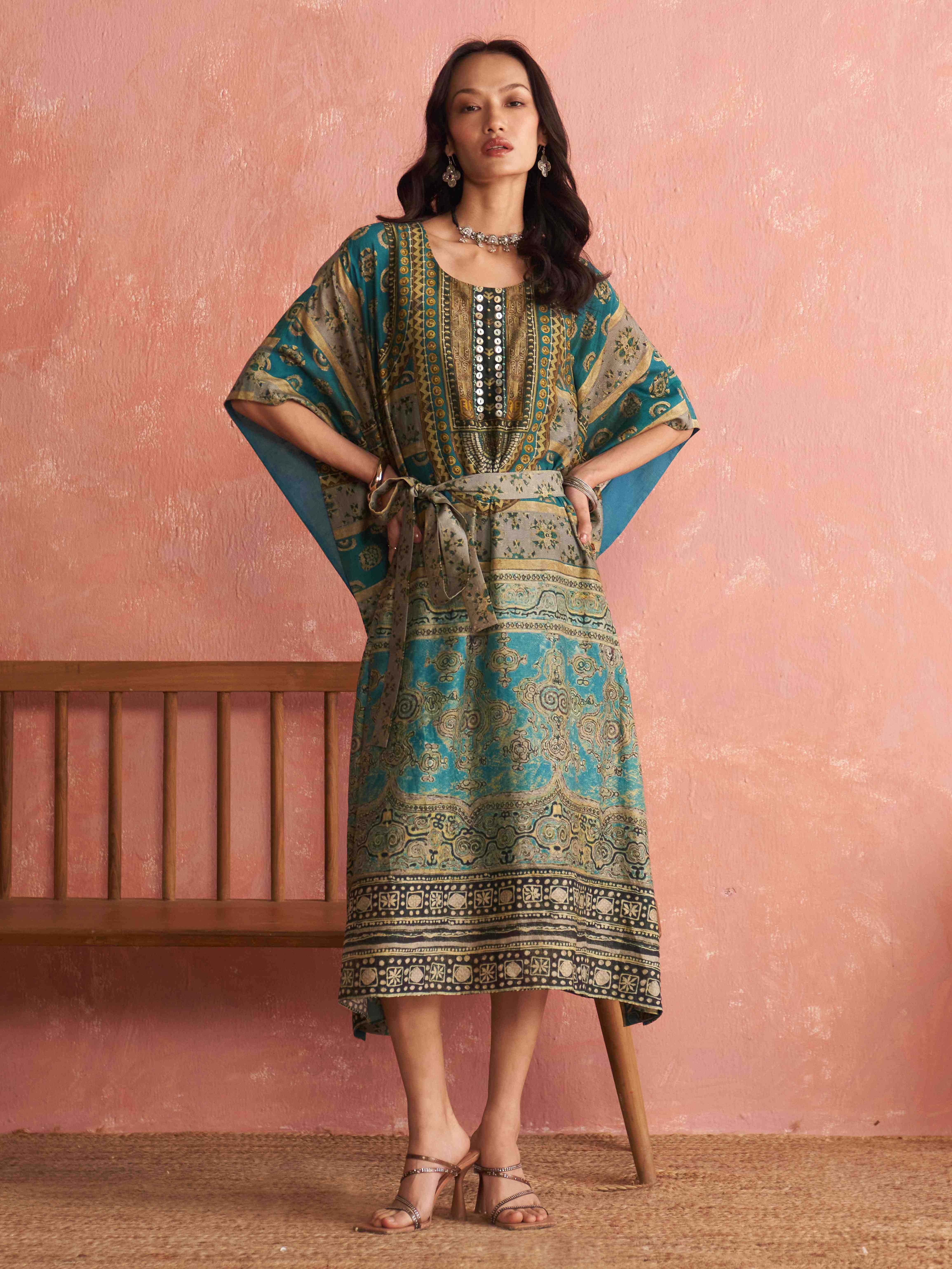 Turquoise Sarika Kaftan
