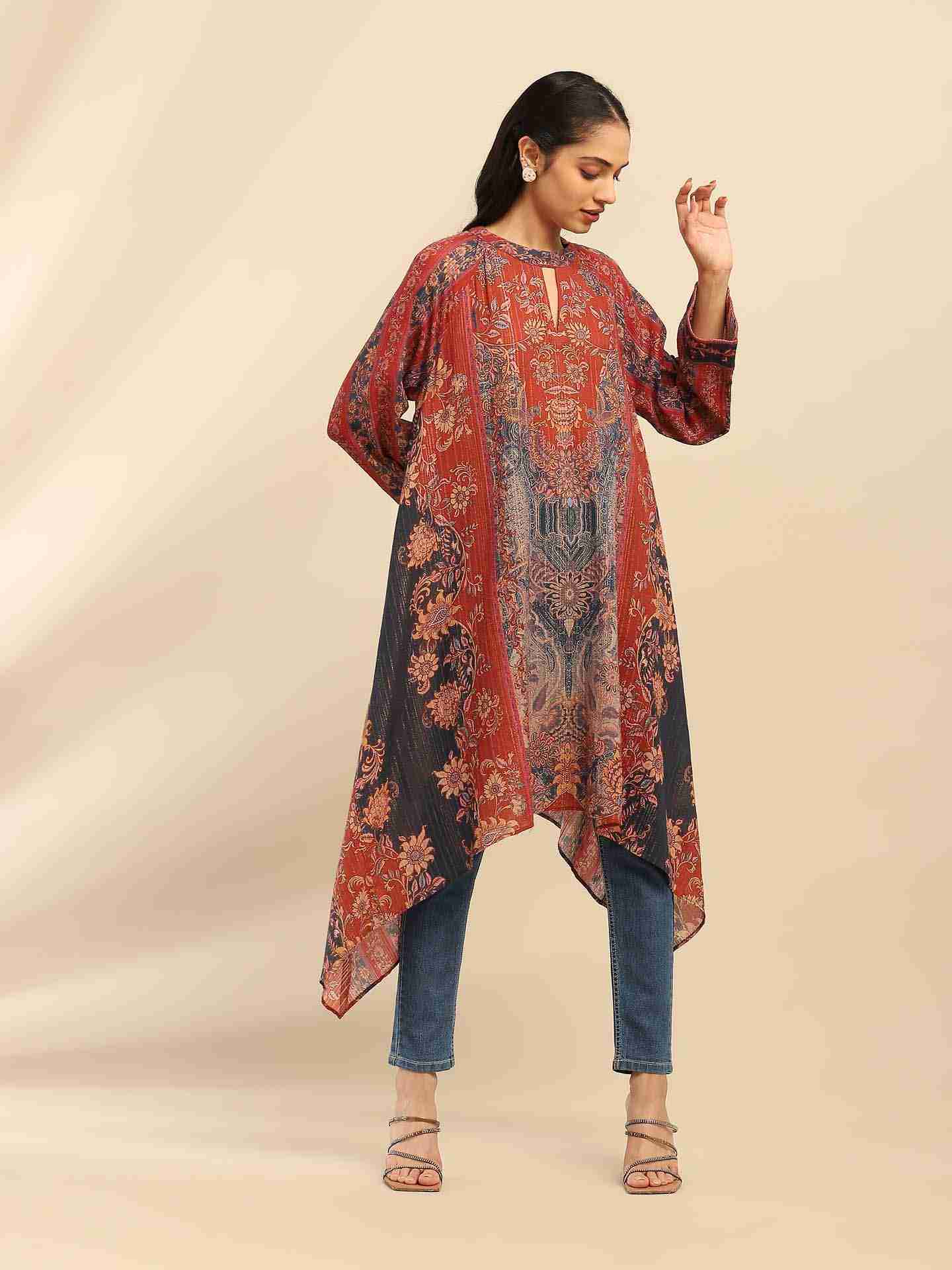 Red Molly Asymmetric Kurta