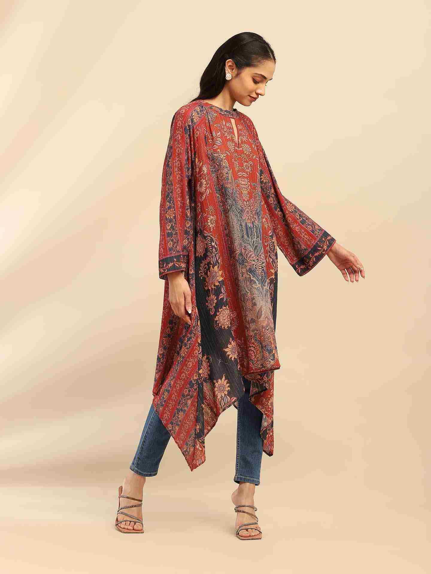 Red Molly Asymmetric Kurta