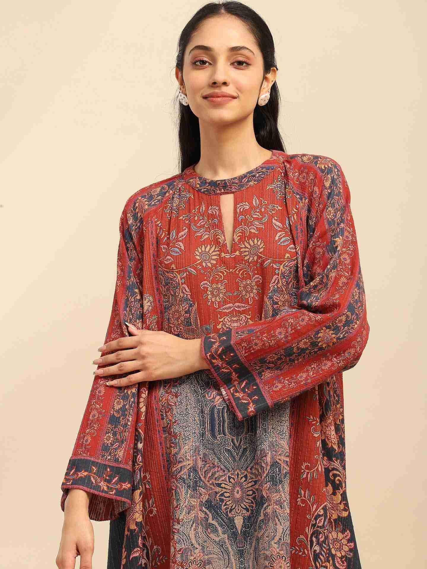 Red Molly Asymmetric Kurta