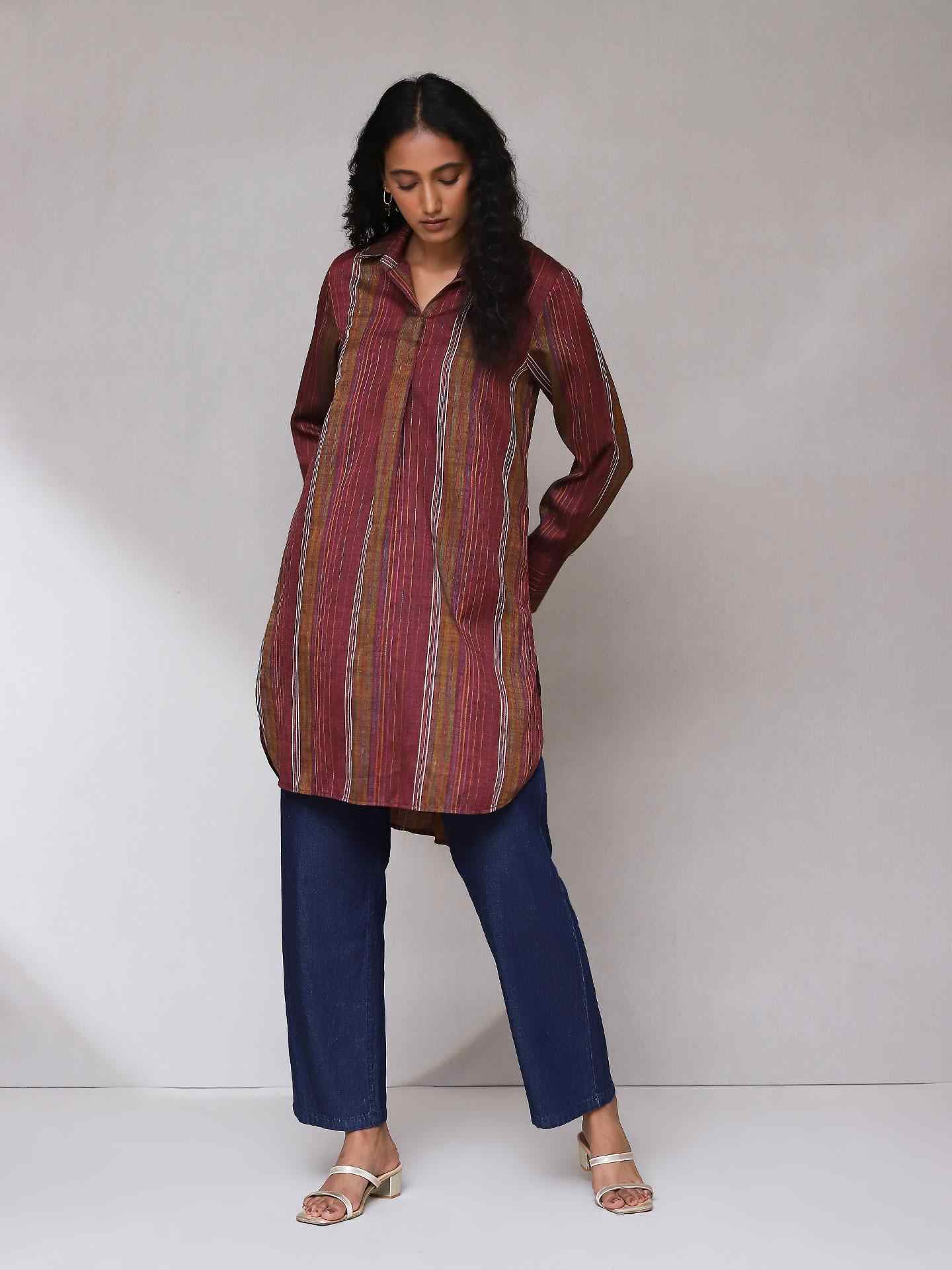 Maroon Enyo Solid Kurta