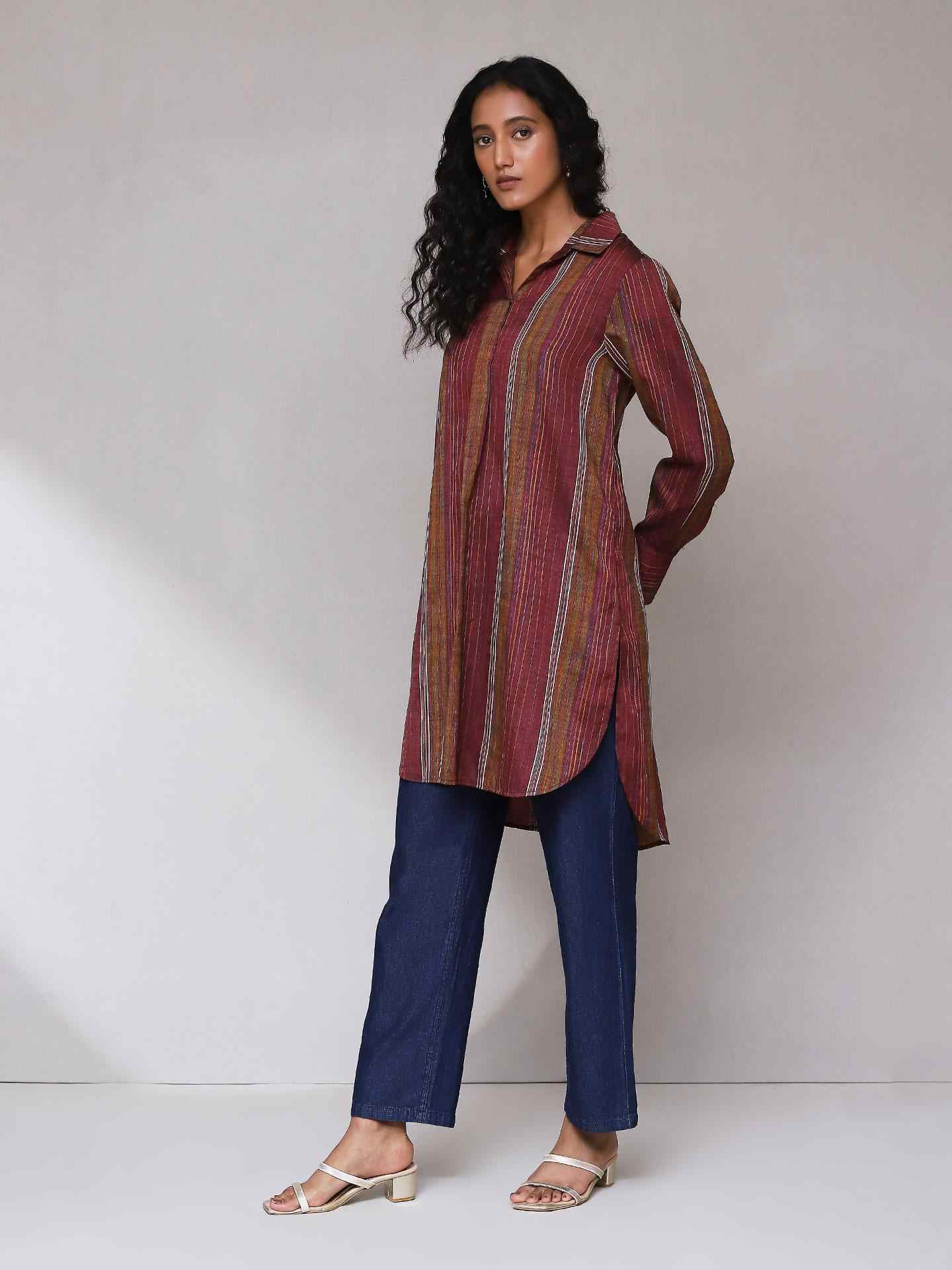 Maroon Enyo Solid Kurta