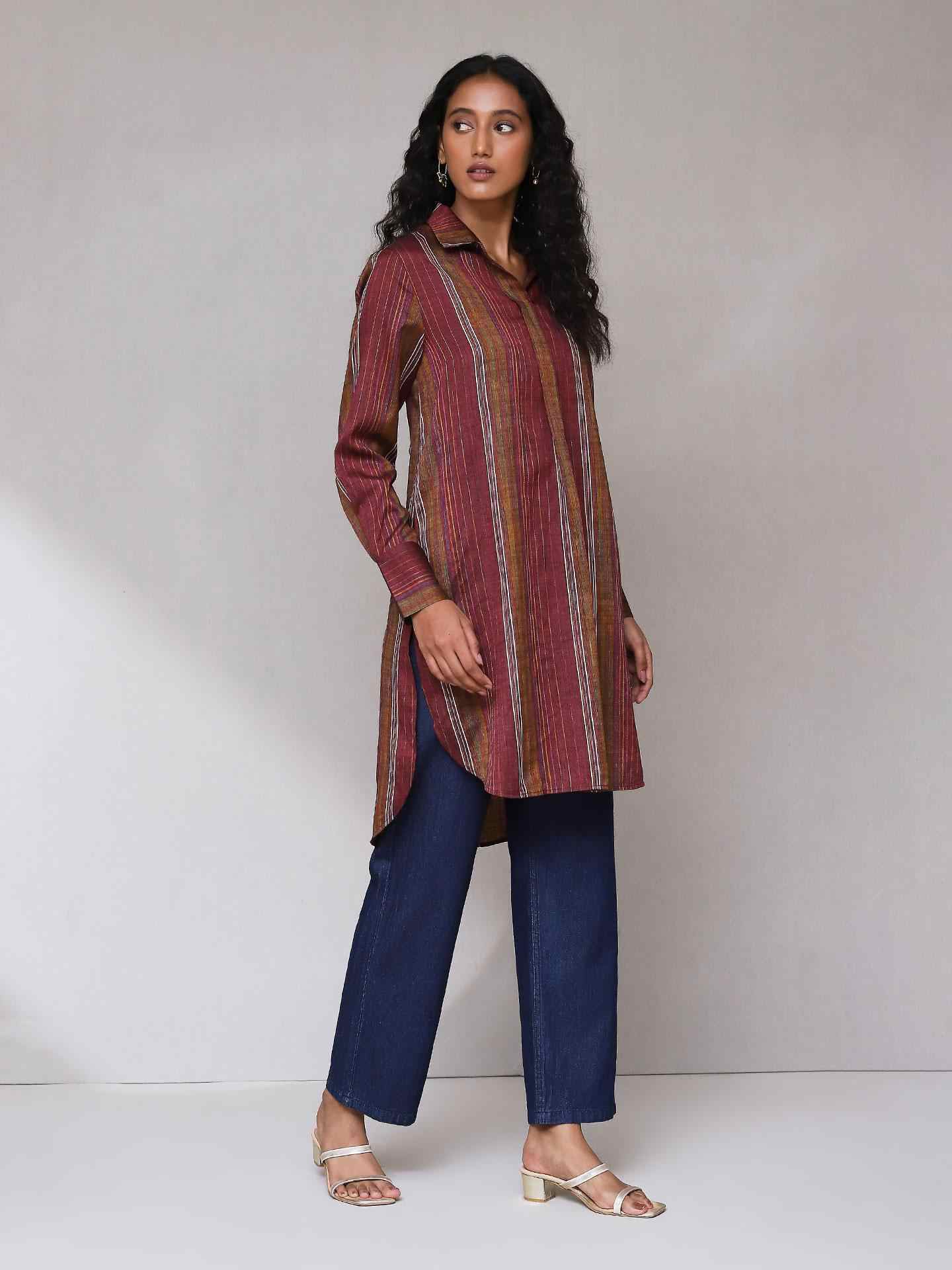 Maroon Enyo Solid Kurta