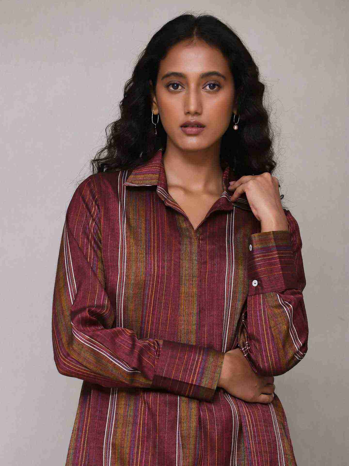 Maroon Enyo Solid Kurta