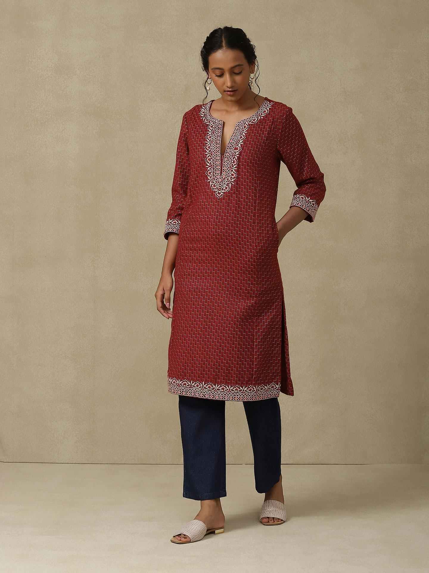Maroon Woollen Aw23 Kurta
