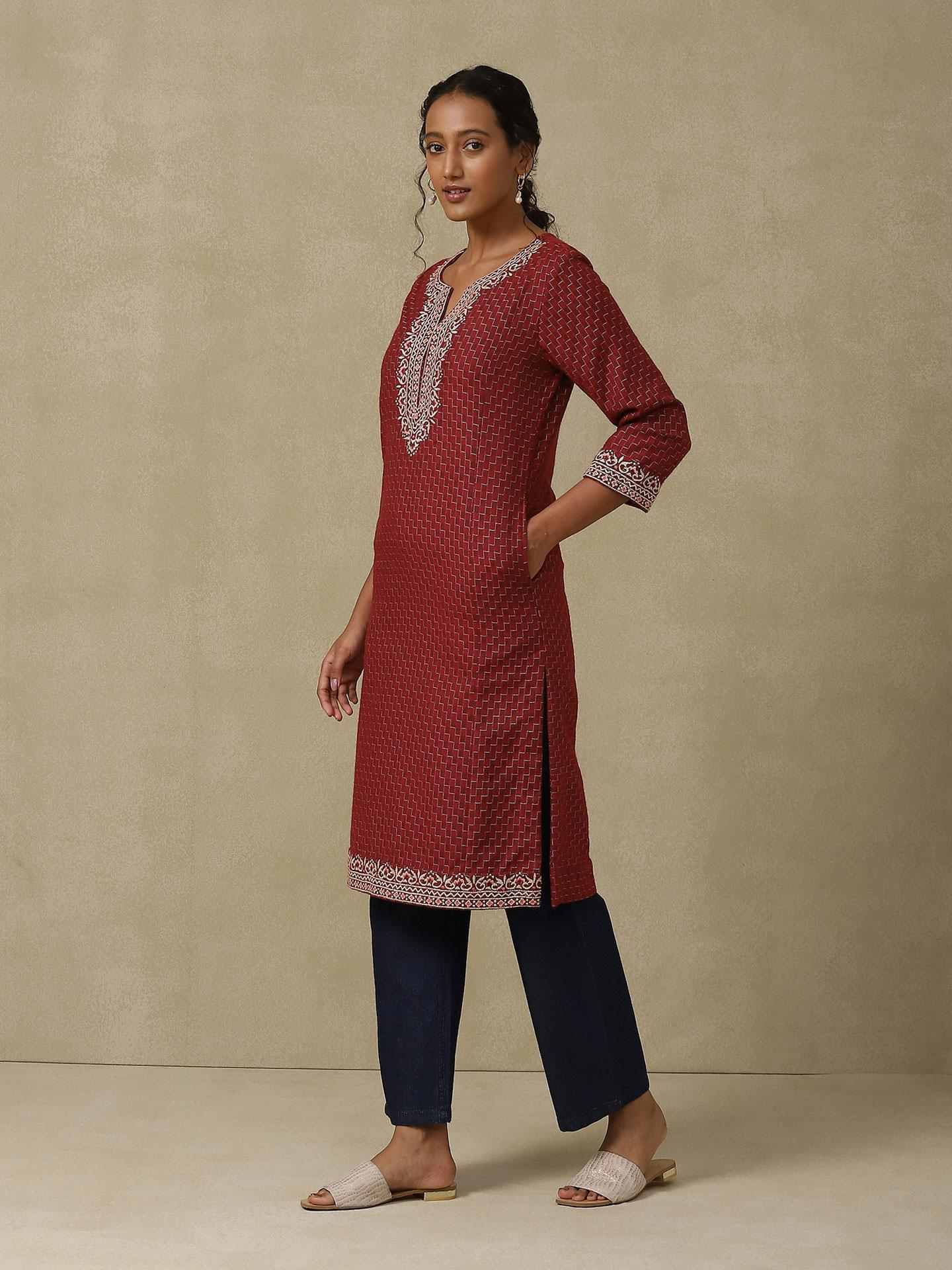 Maroon Woollen Aw23 Kurta