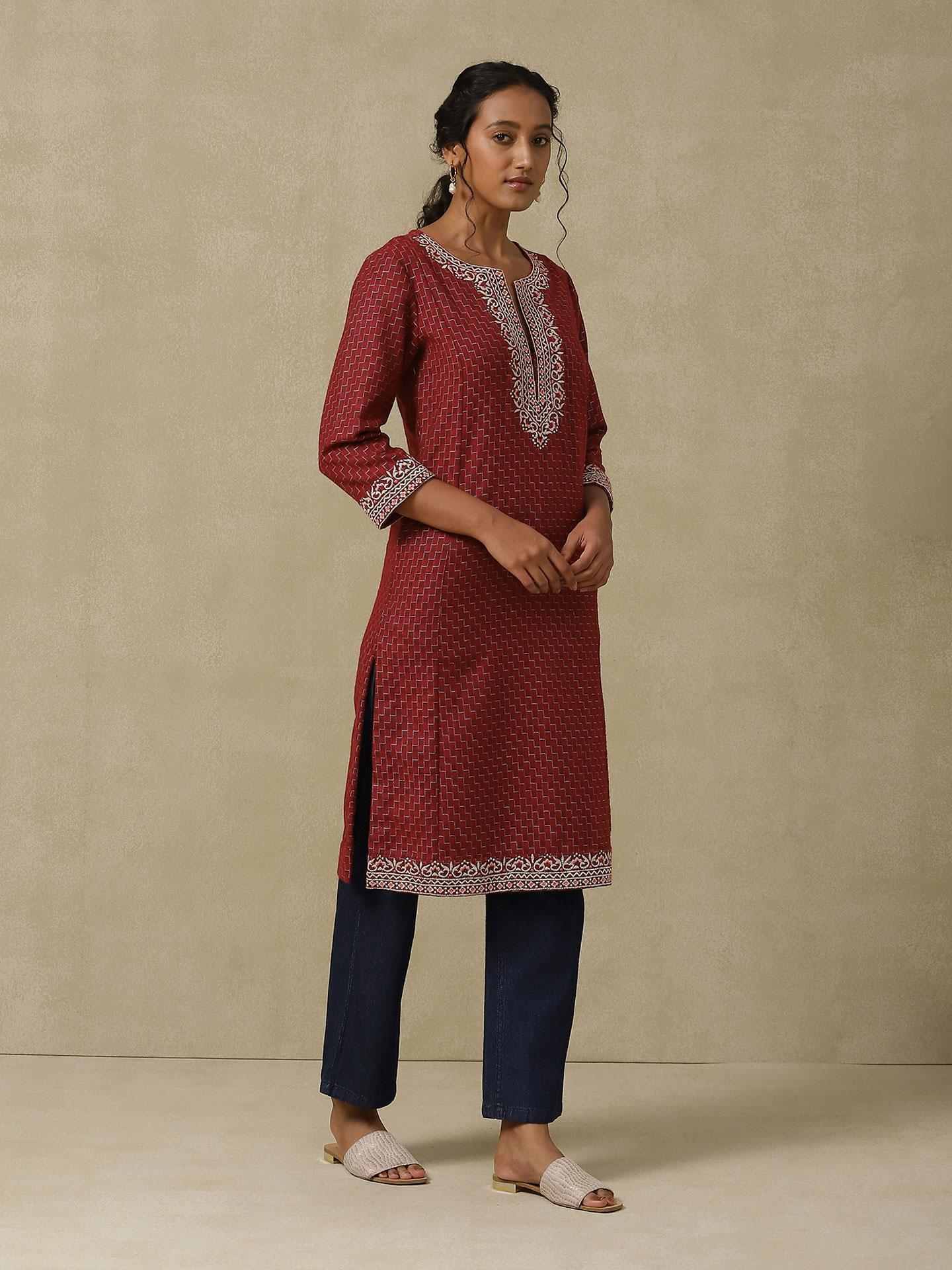 Maroon Woollen Aw23 Kurta