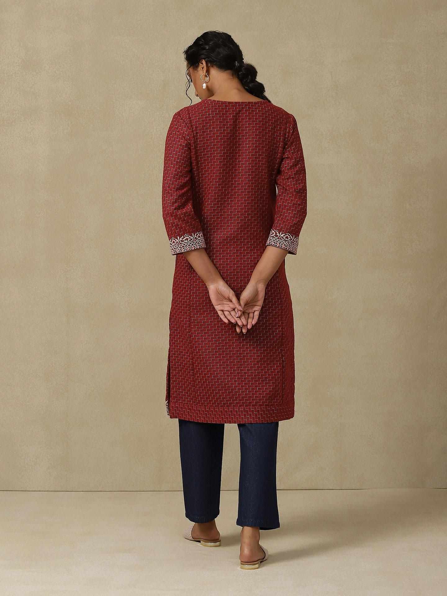 Maroon Woollen Aw23 Kurta
