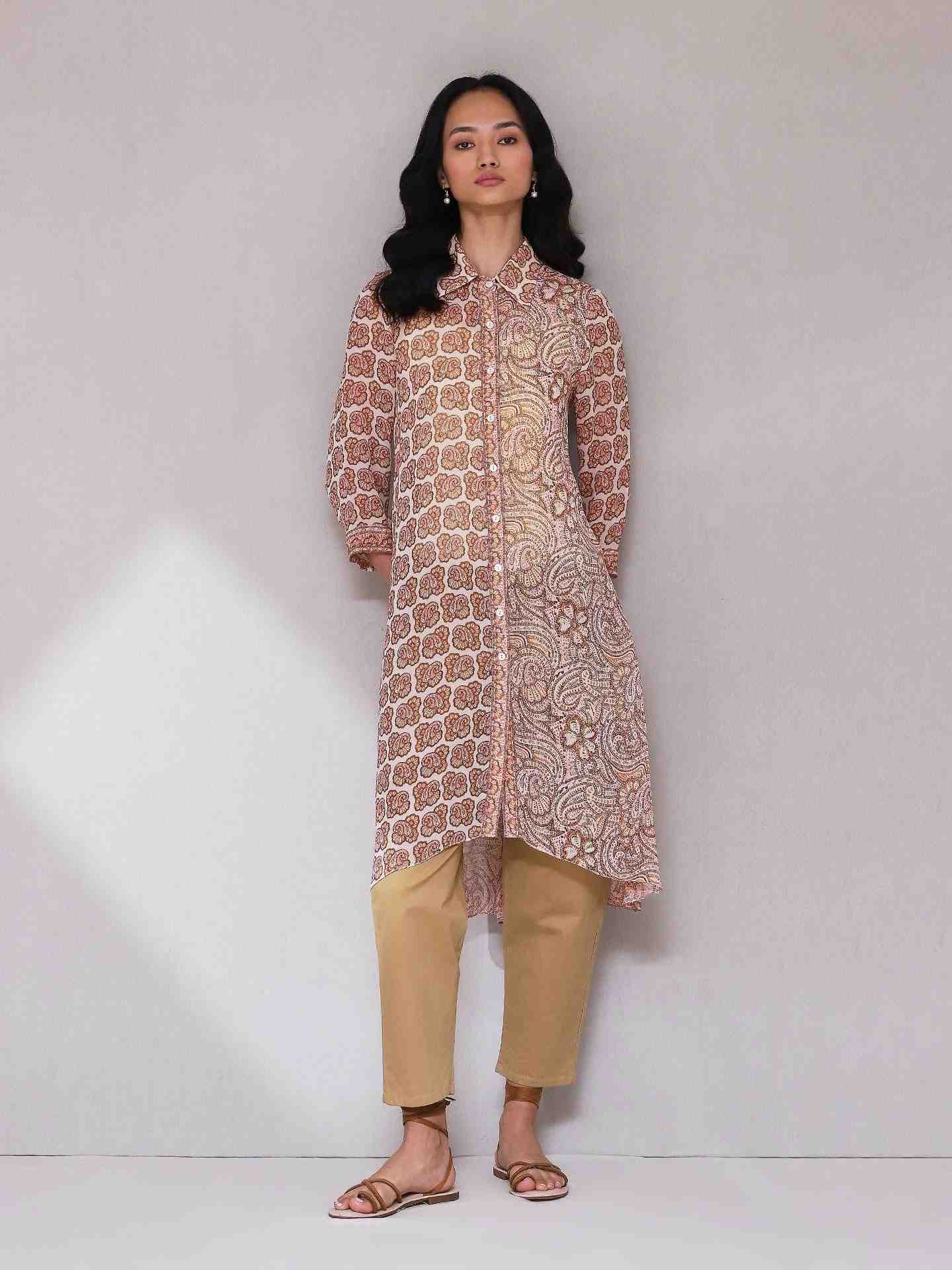 Peach Guncha Kurta