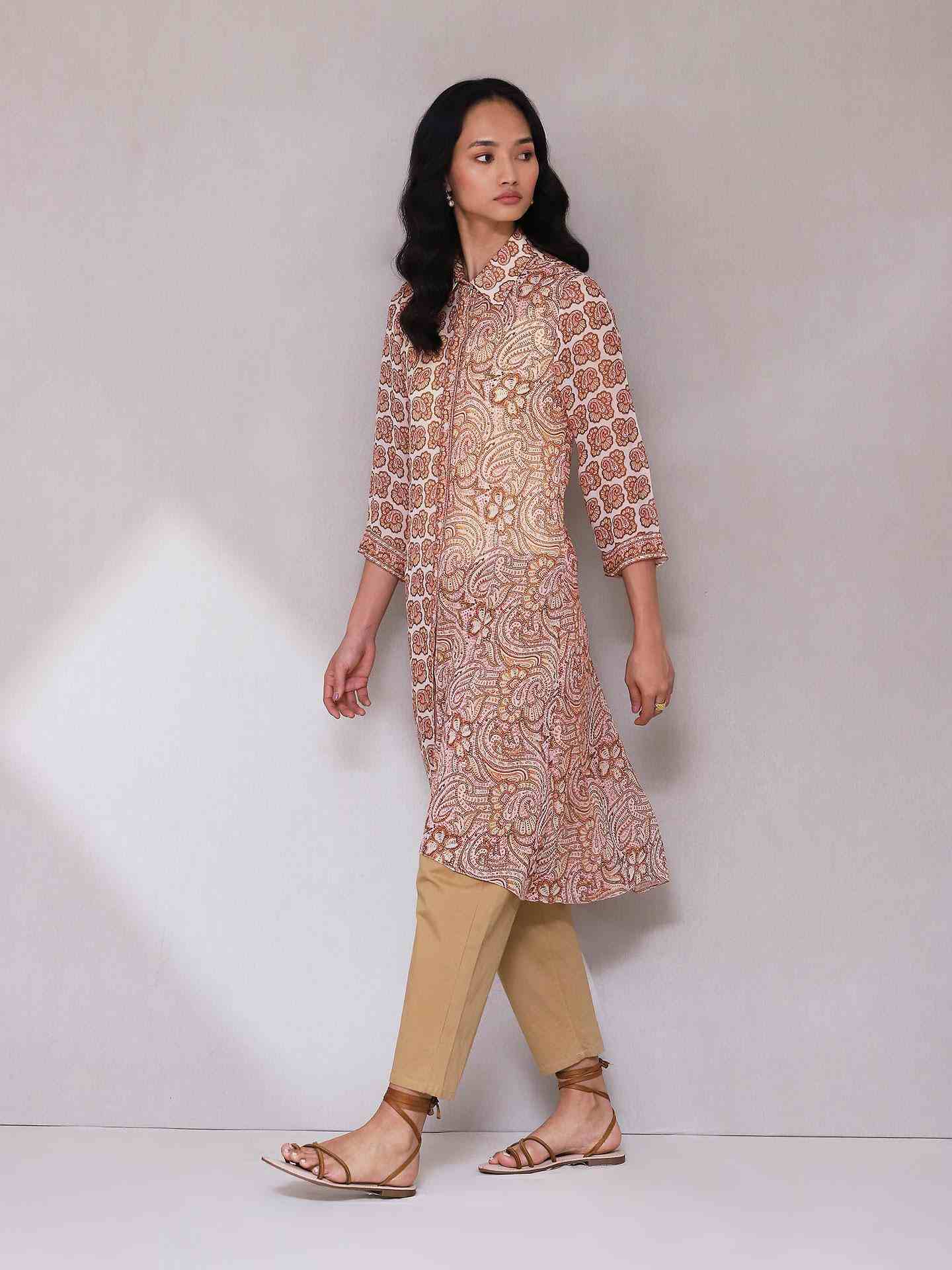 Peach Guncha Kurta