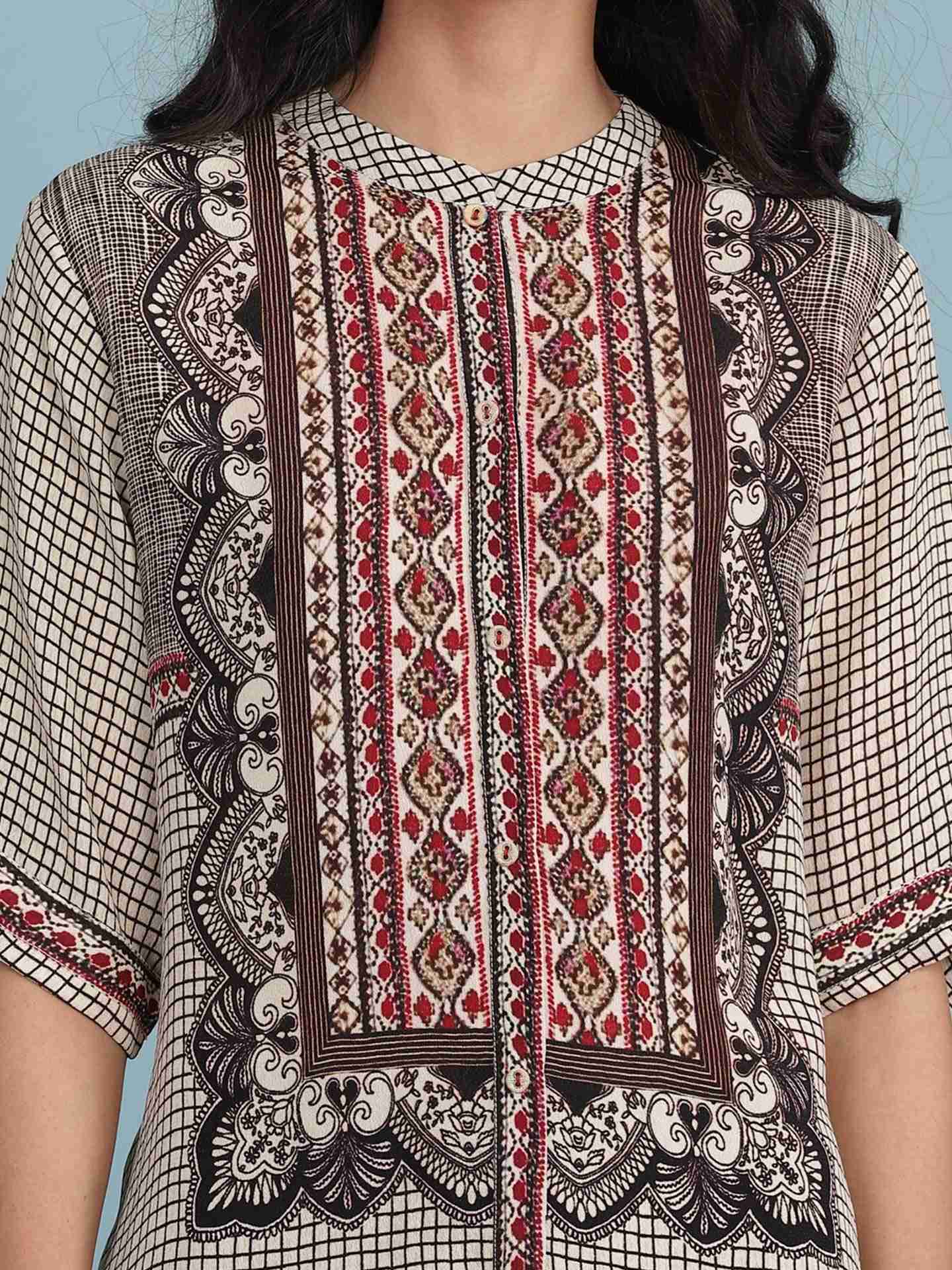 Grey Zen Print Kurta