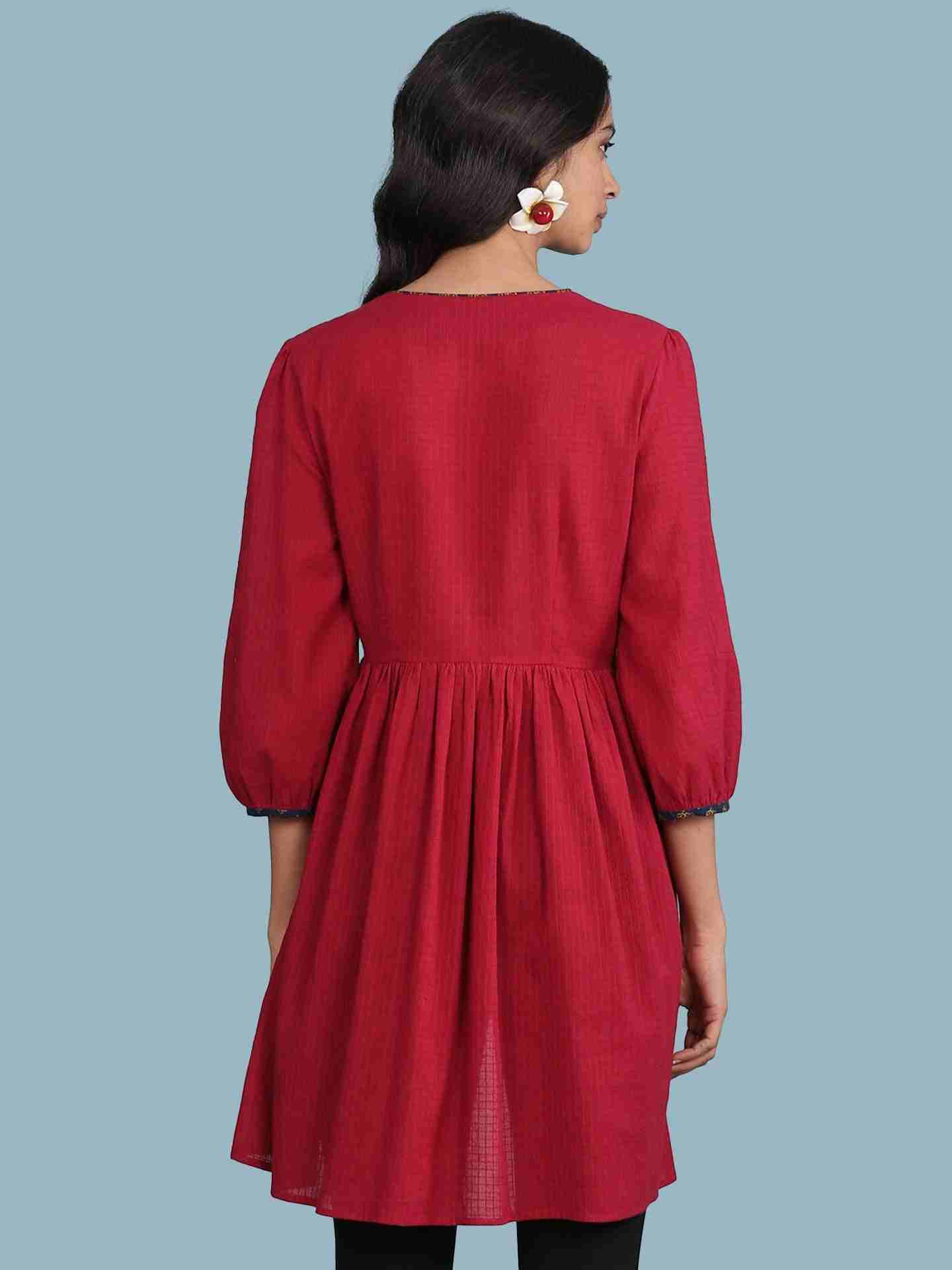 Red Kuval Solid Kurti