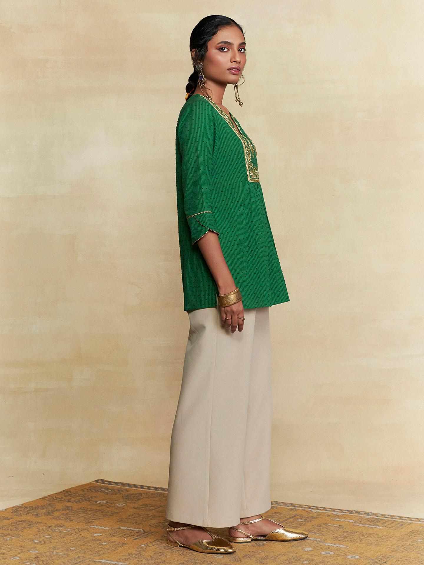 Emerald Green Nirali Solid Kurti