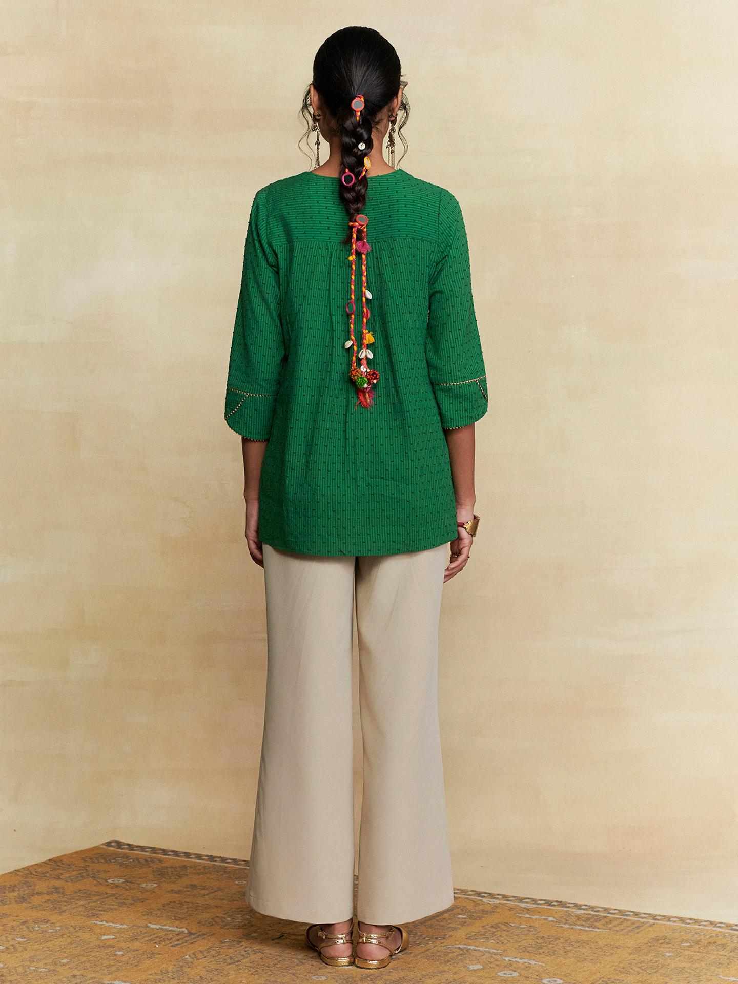 Emerald Green Nirali Solid Kurti