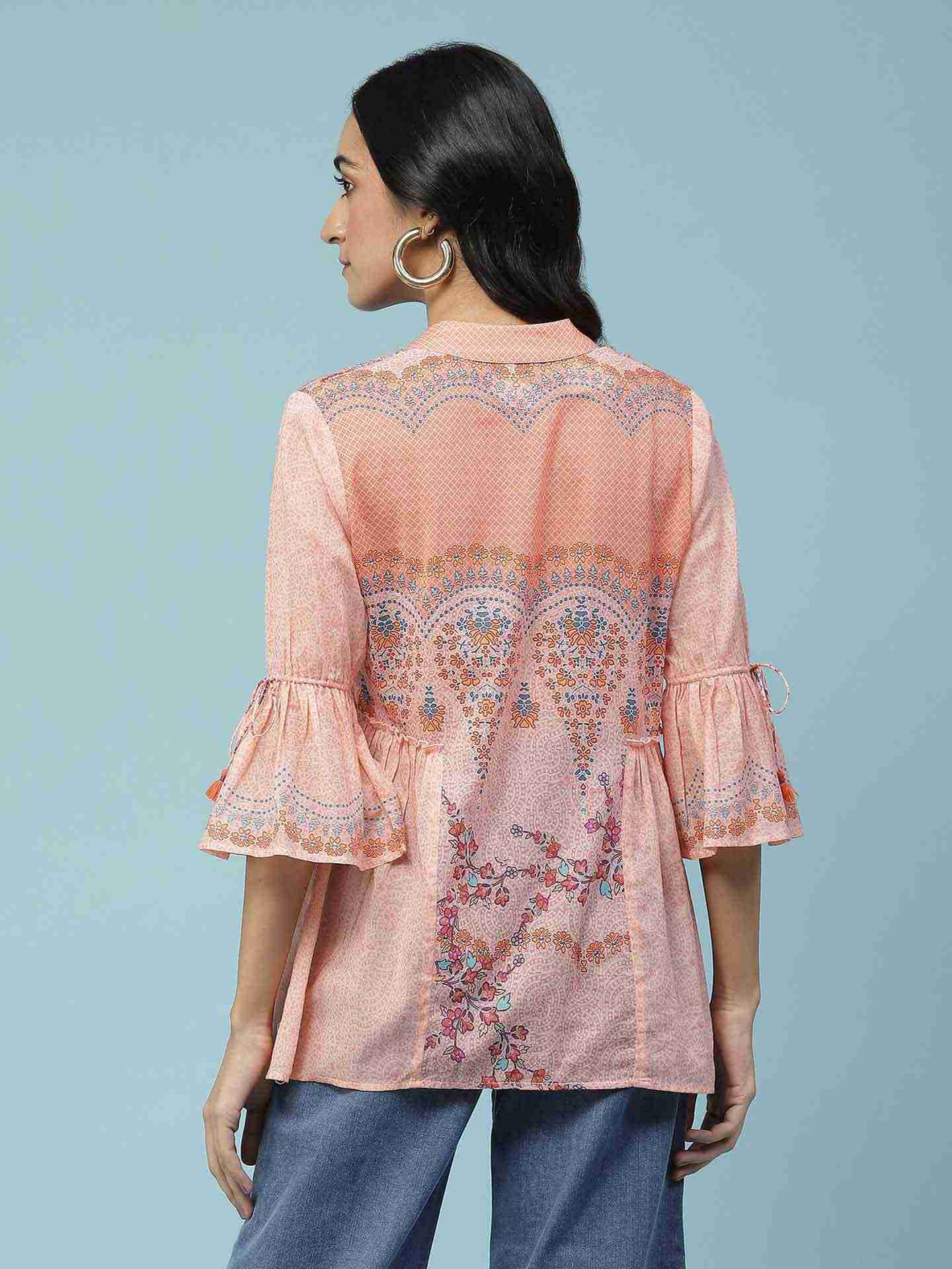 Peach Blissful Garden Kurti