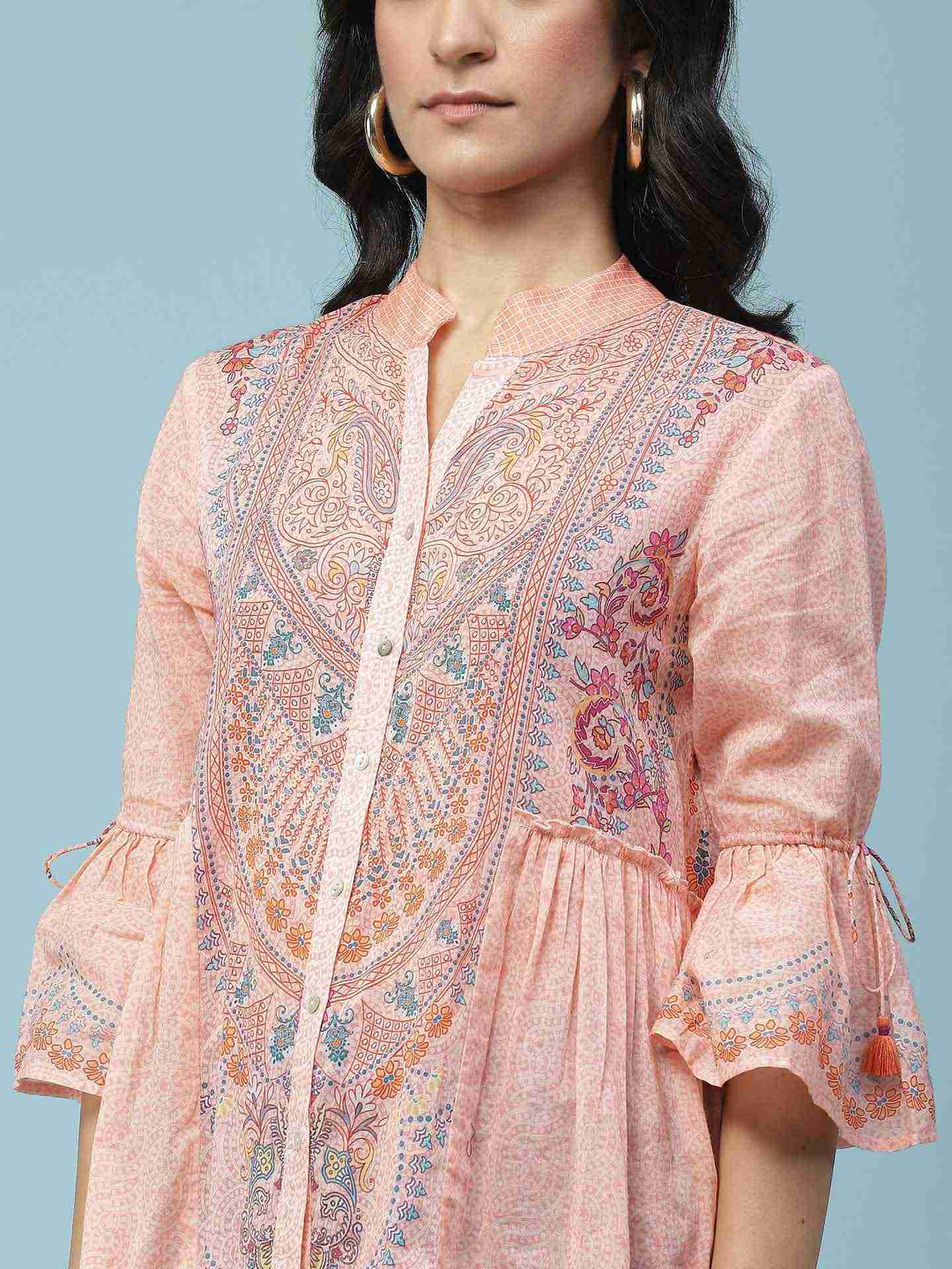 Peach Blissful Garden Kurti