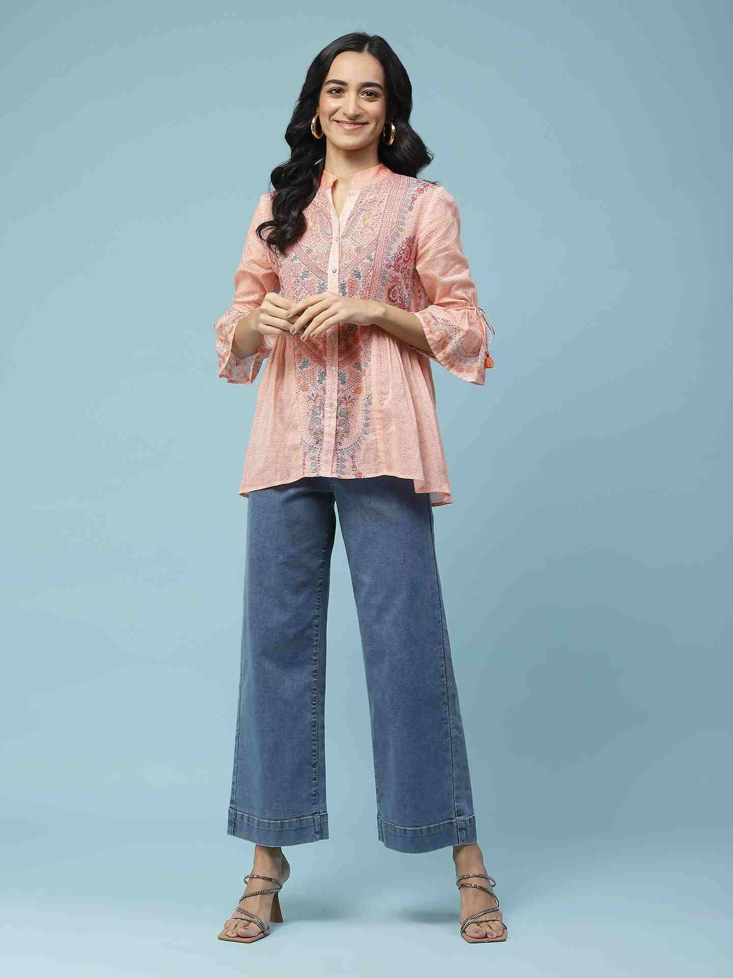 Peach Blissful Garden Kurti
