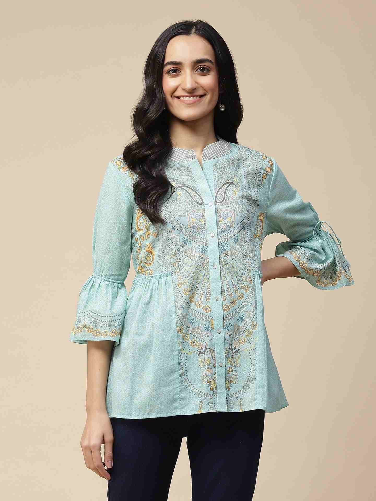 Powder Blue Blissful Garden Kurti