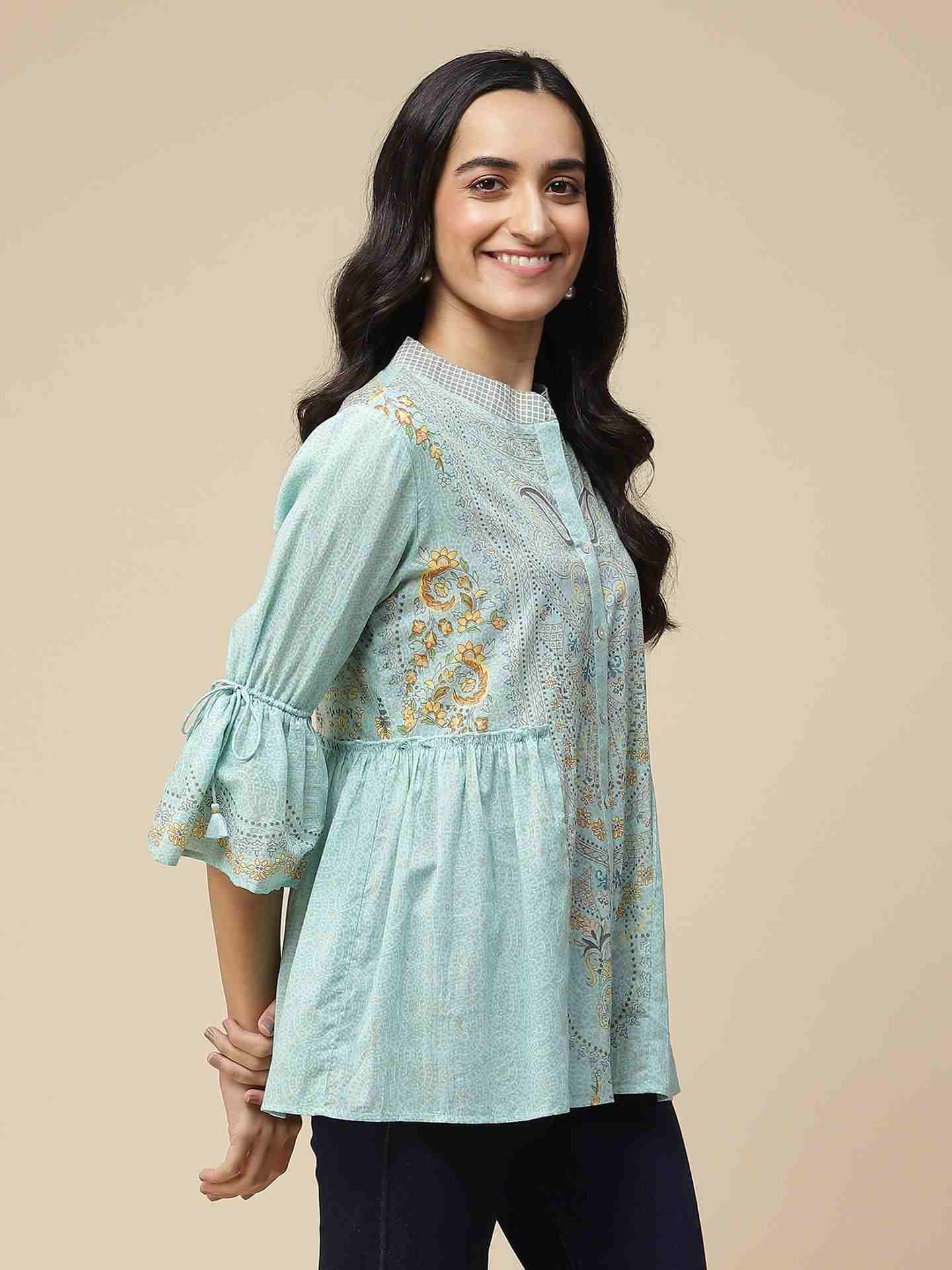Powder Blue Blissful Garden Kurti