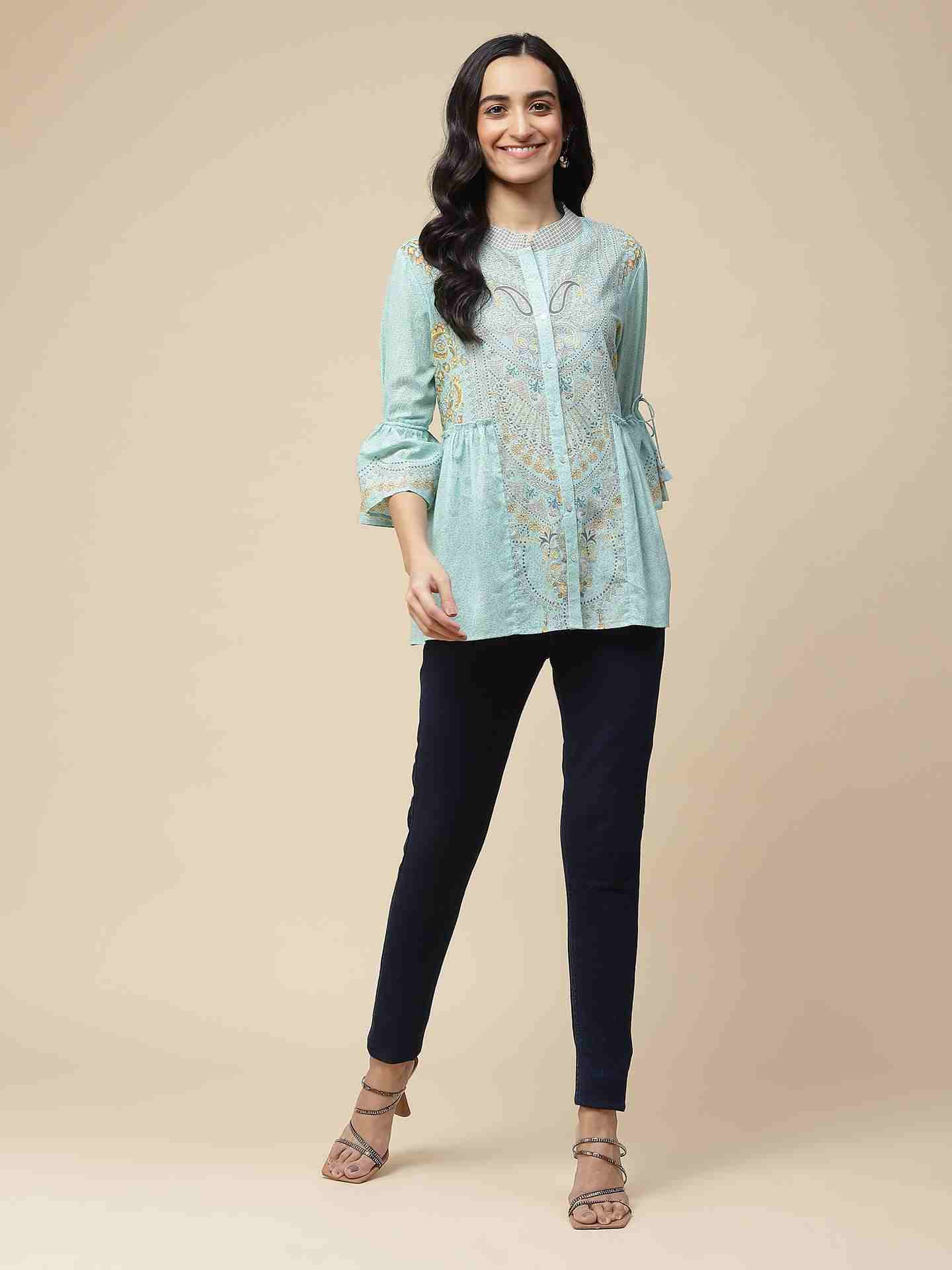 Powder Blue Blissful Garden Kurti