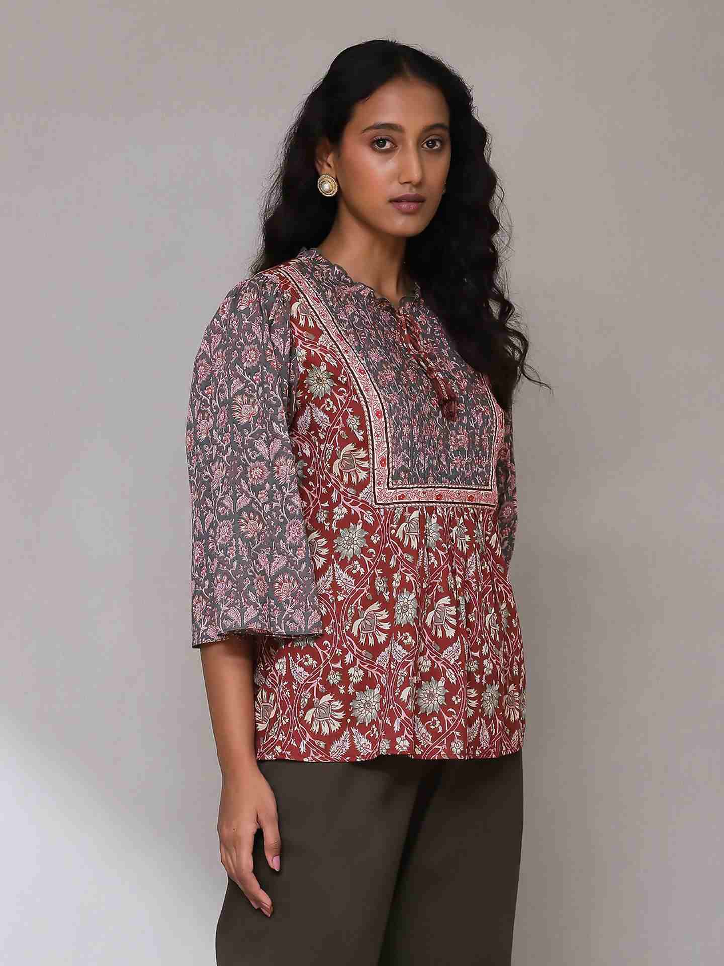 Maroon & Grey Melvin Kurti